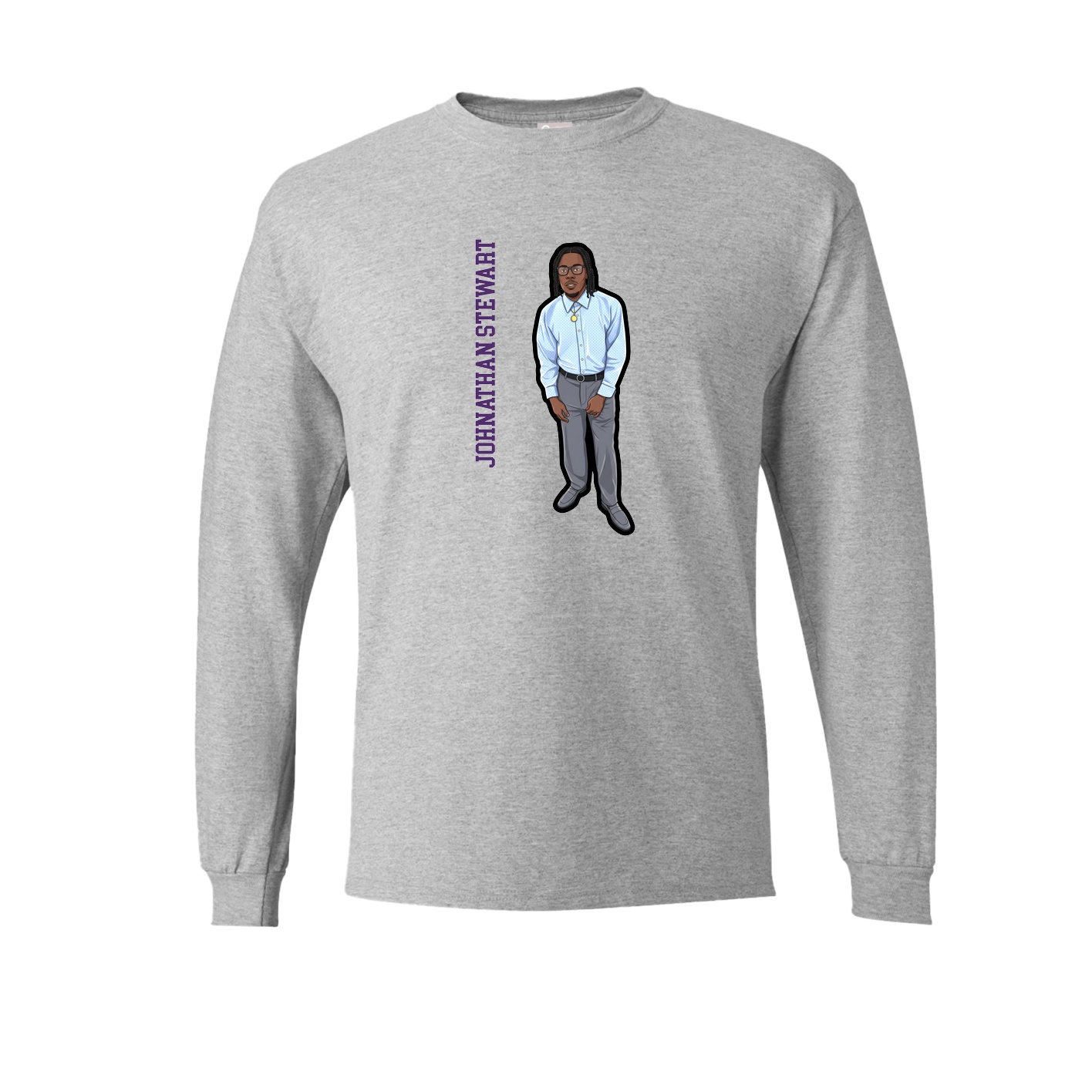 Long Sleeve Tee — Name Vertical in Grey