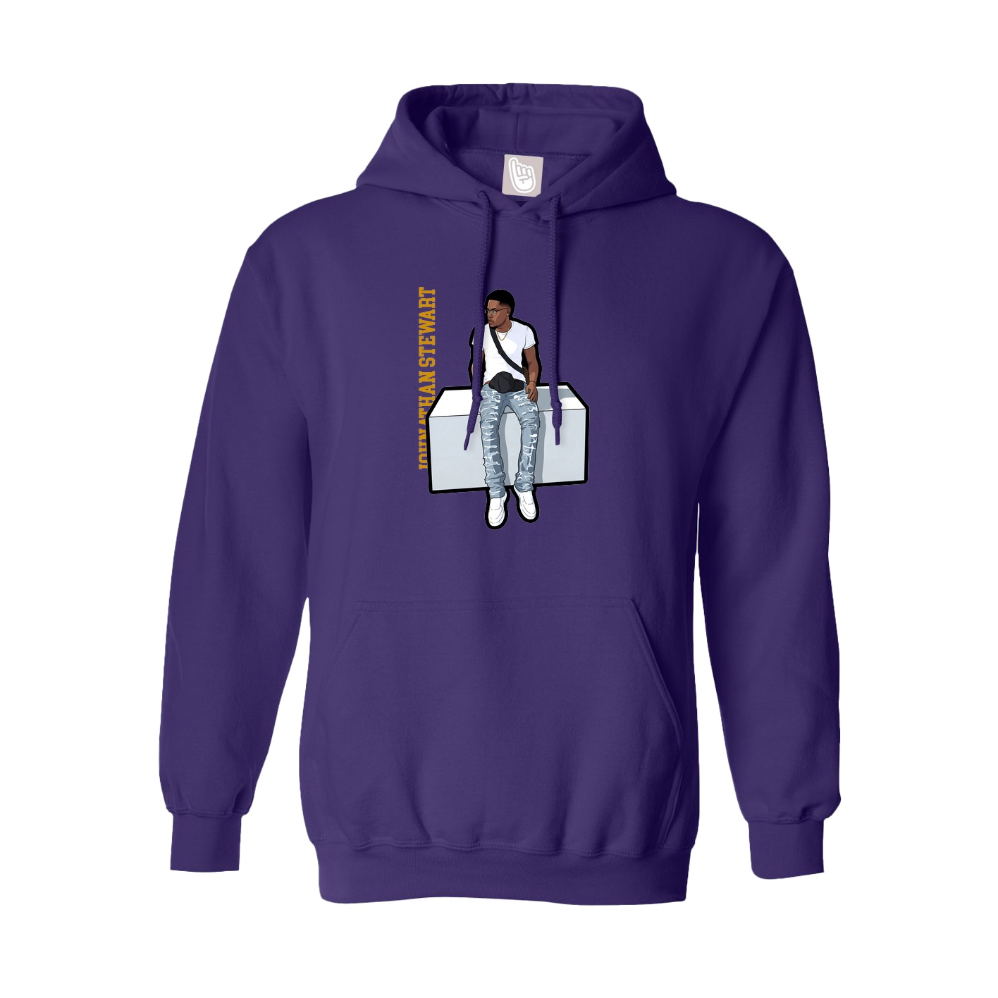 Hoodie — Name Vertical in Purple