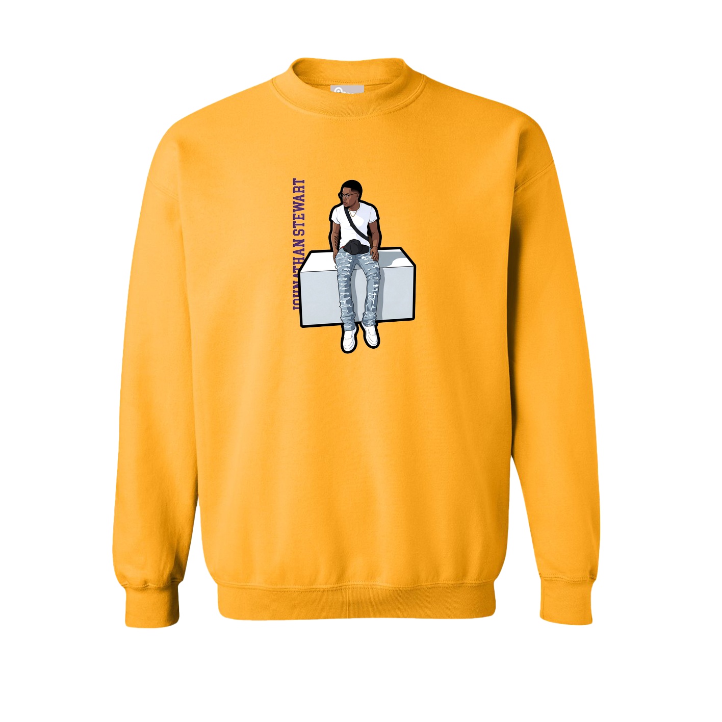 Fleece Crew — Name Vertical in Gold