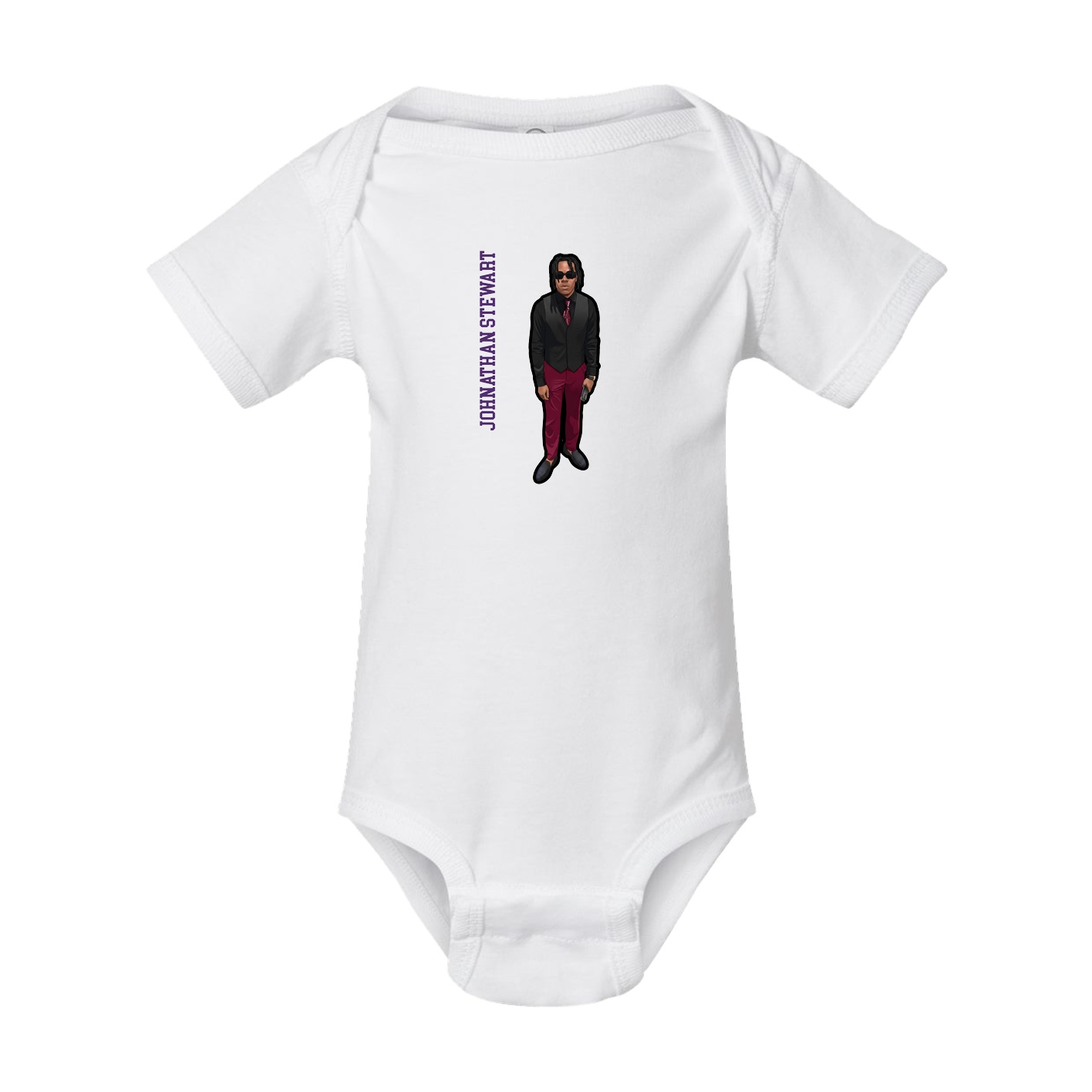 Baby Onesie — Name Vertical in White