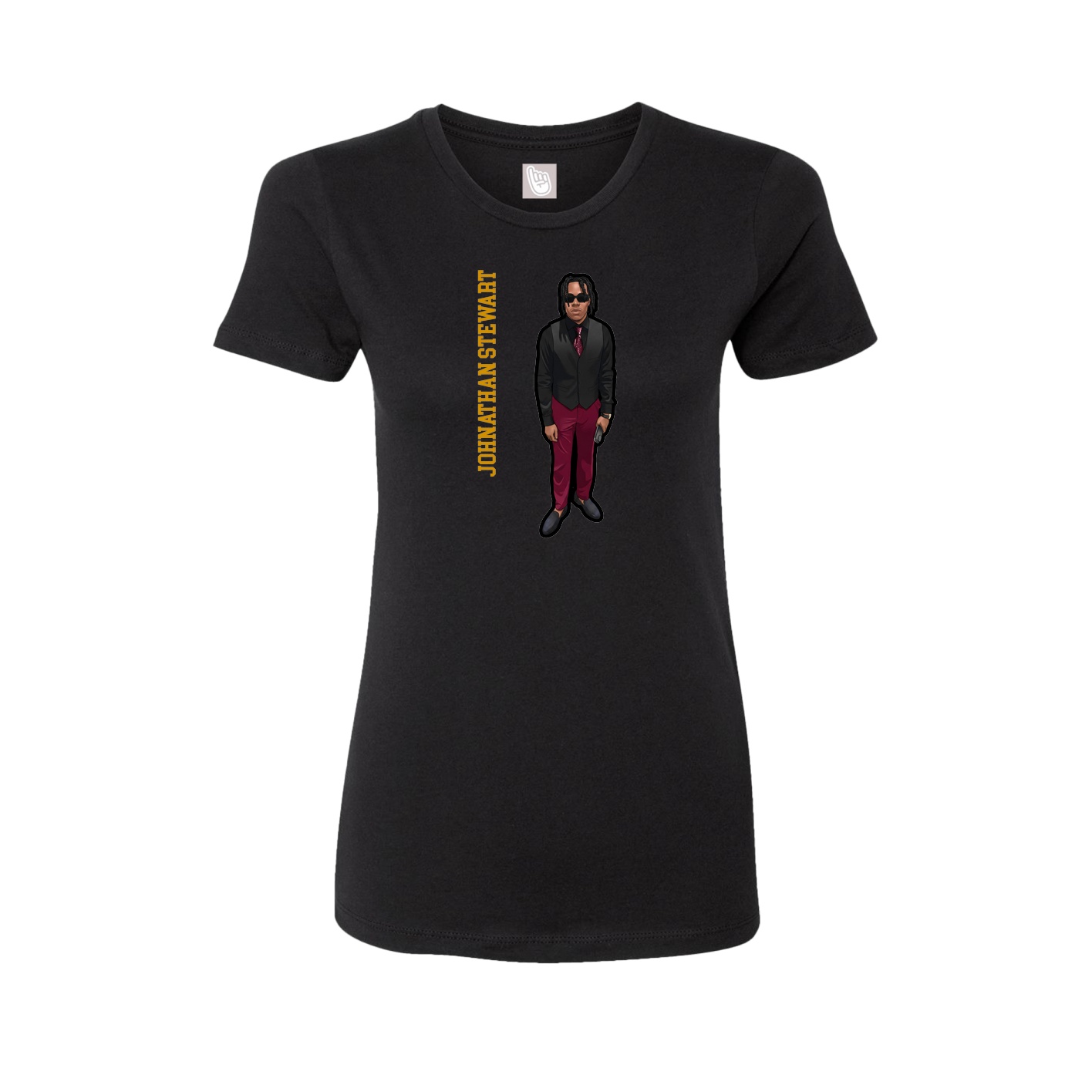 Fitted Women's Tee — Name Vertical in Black