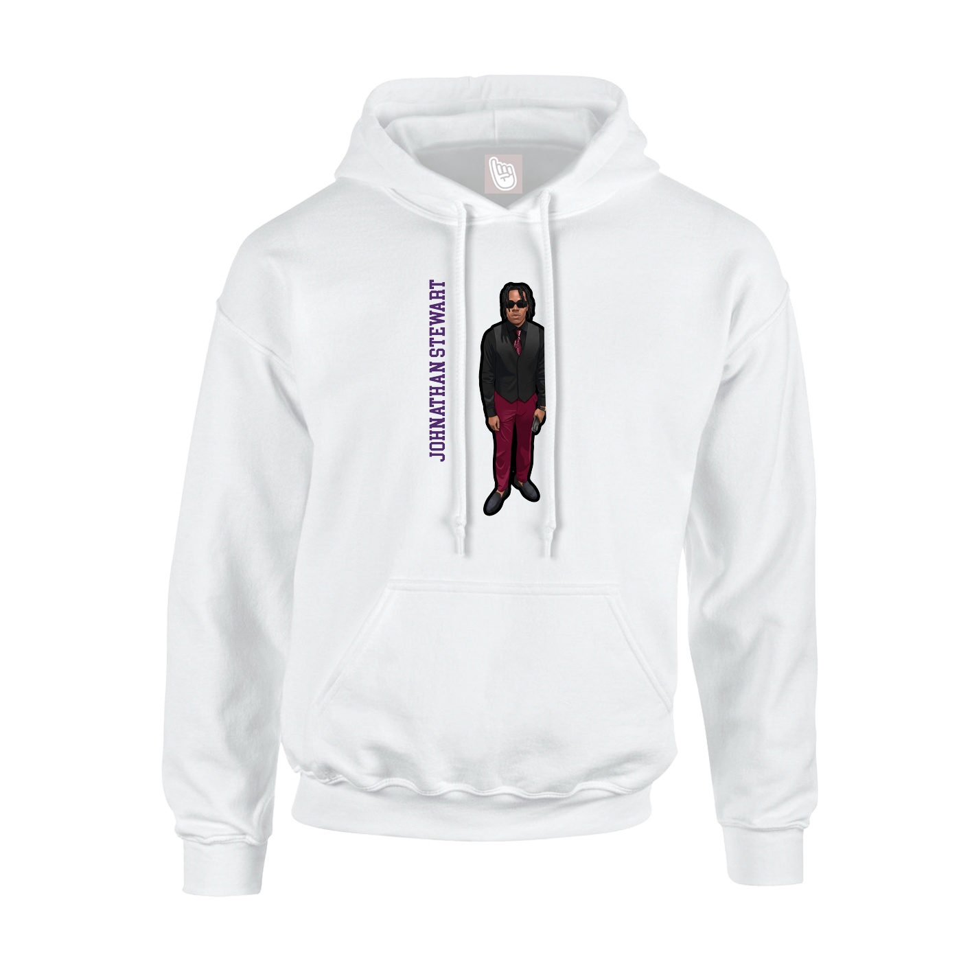 Youth Hoodie — Name Vertical in White