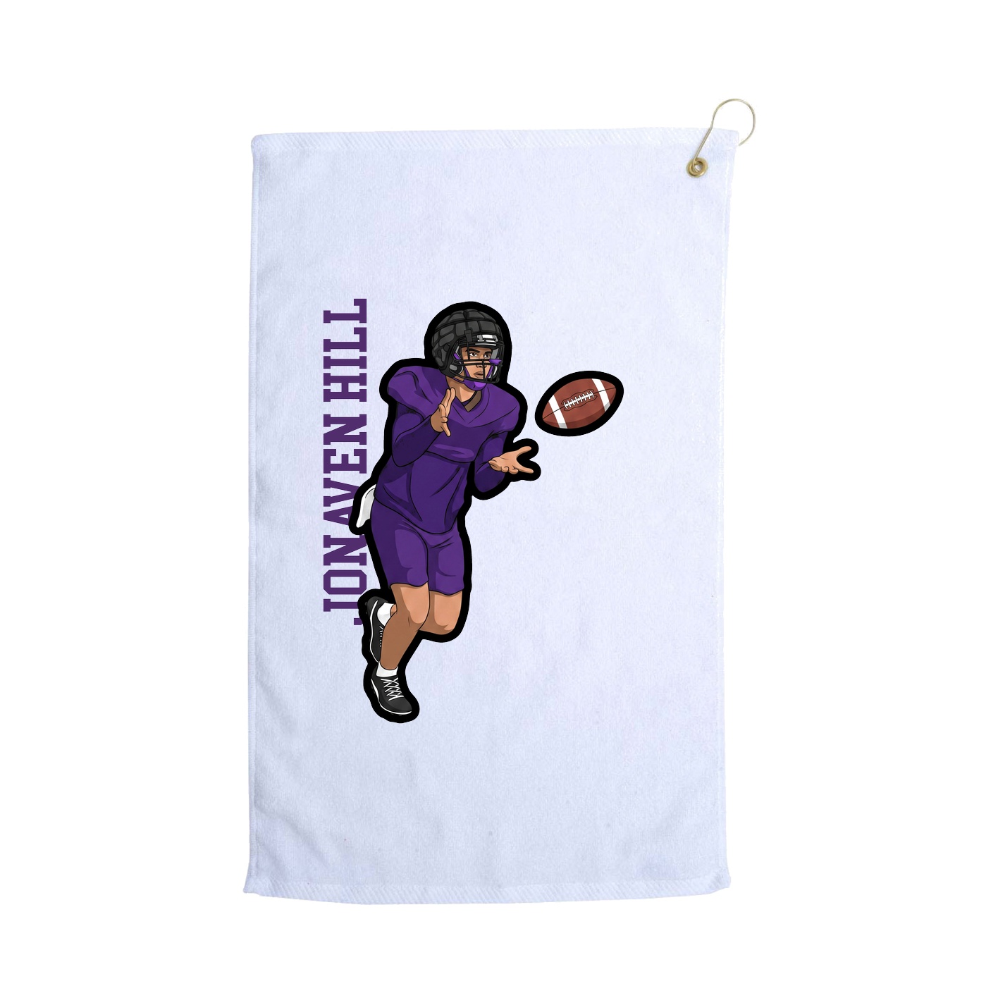 Golf Towel — Name Vertical in White