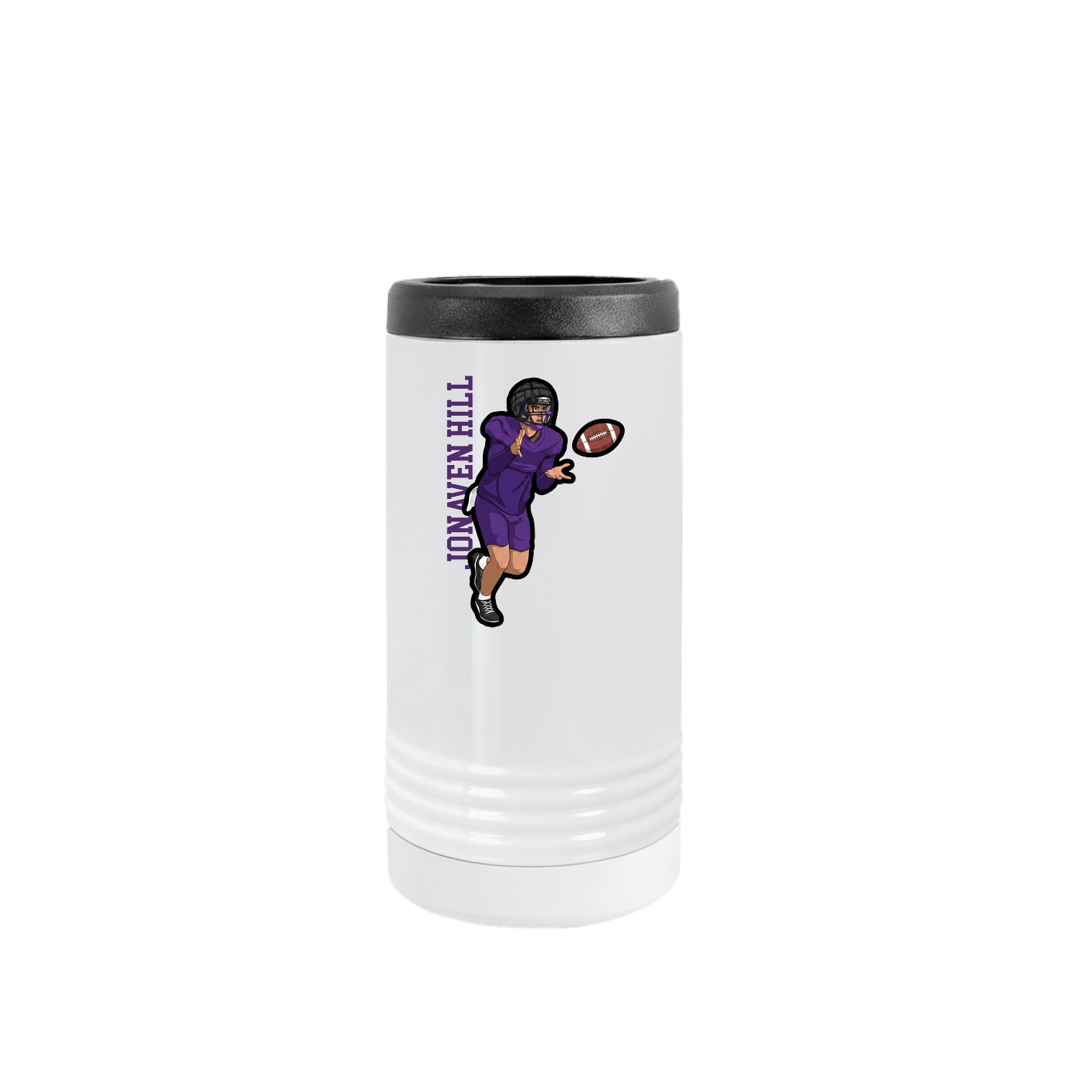 Slim Beverage Holder — Name Vertical in White