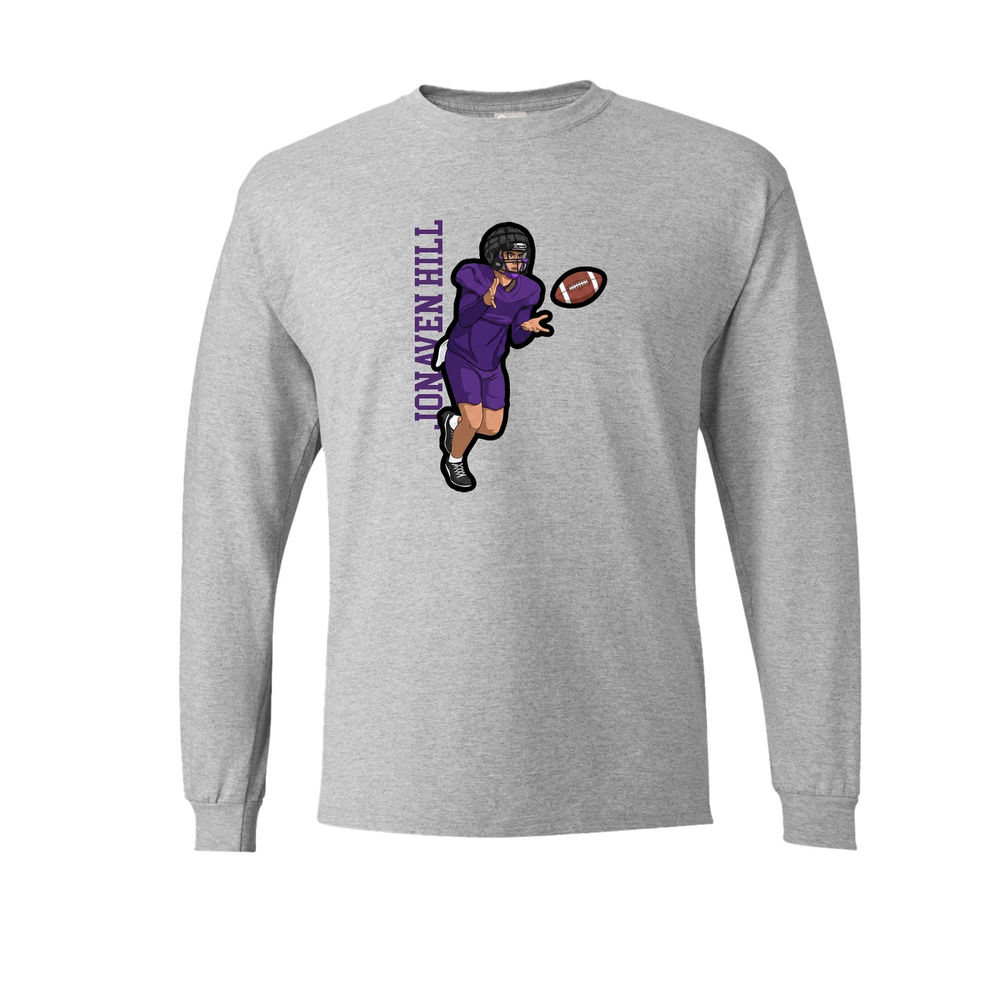 Long Sleeve Tee — Name Vertical in Grey