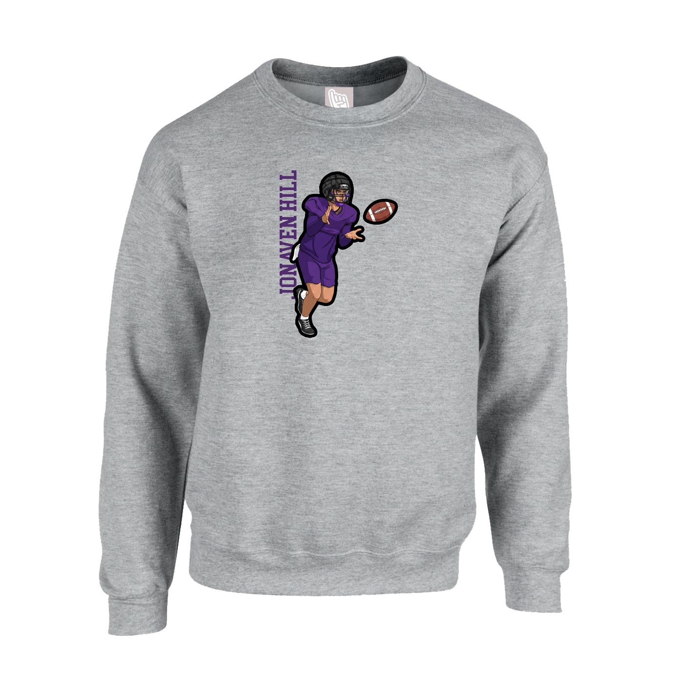 Fleece Crew — Name Vertical in Grey