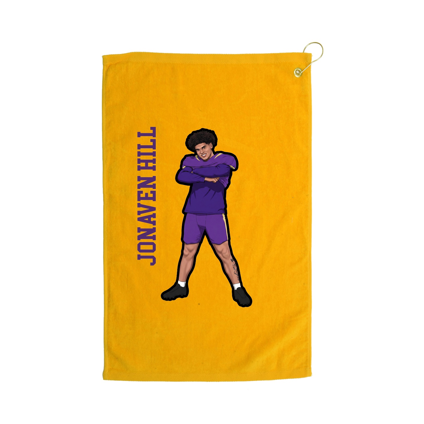 Golf Towel — Name Vertical in Gold