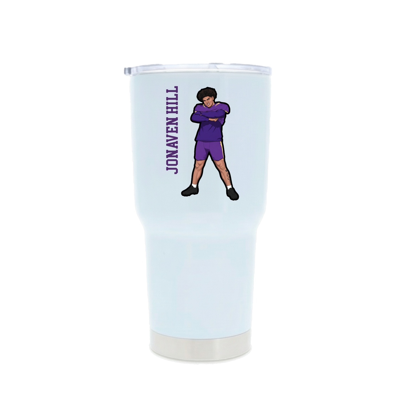 30oz Stainless Steel Tumbler — Name Vertical in White