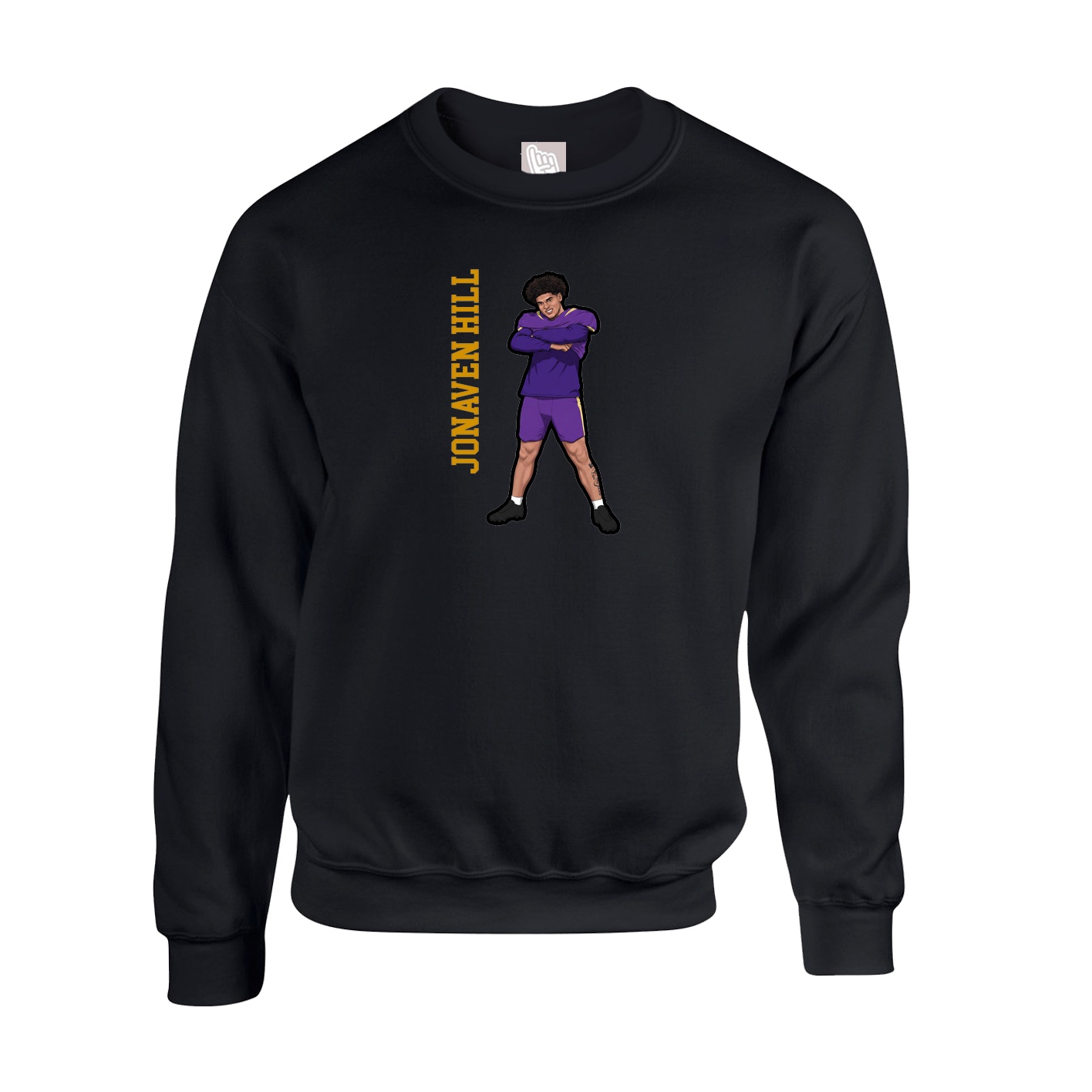 Fleece Crew — Name Vertical in Black