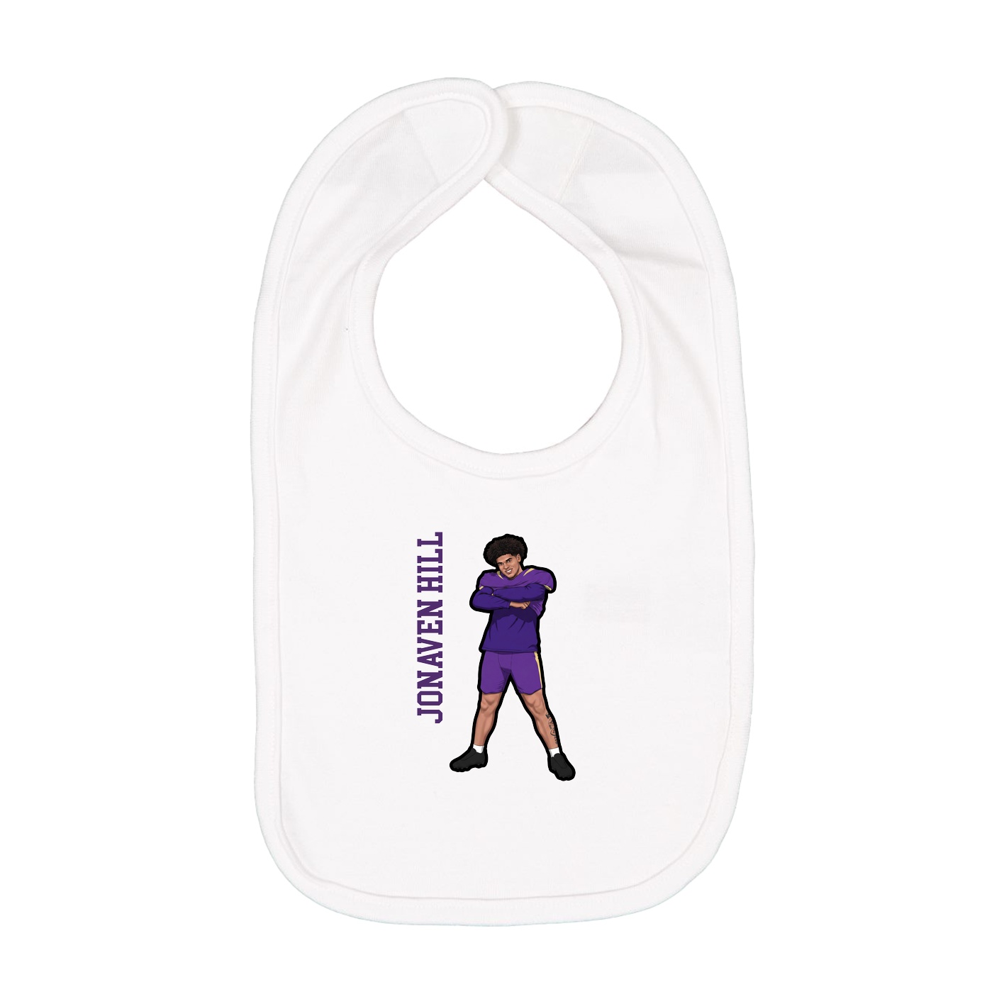 Infant Bib — Name Vertical in White