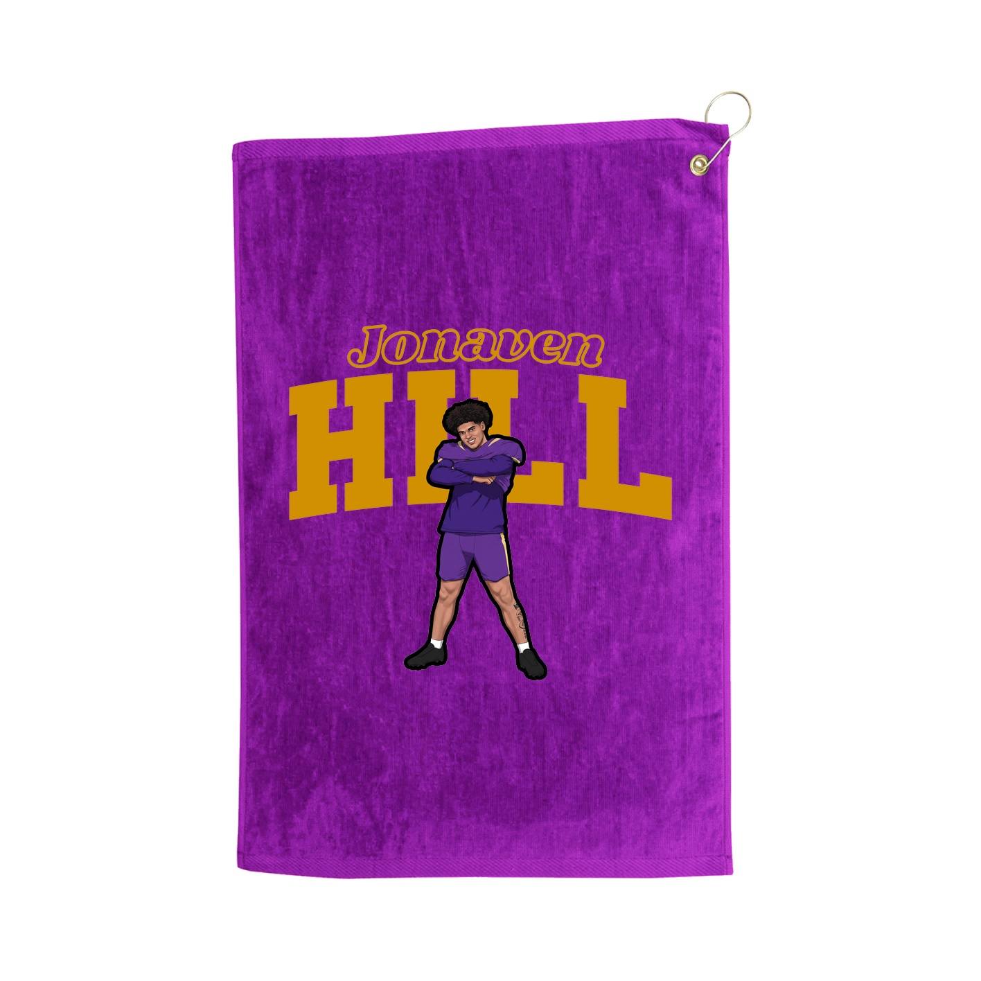 Golf Towel — Name Arch in Purple
