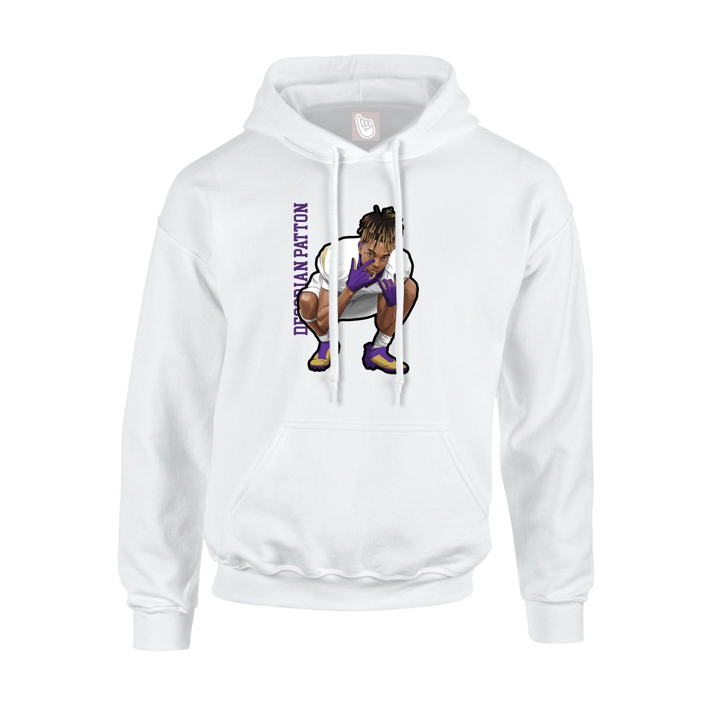 Youth Hoodie — Name Vertical in White