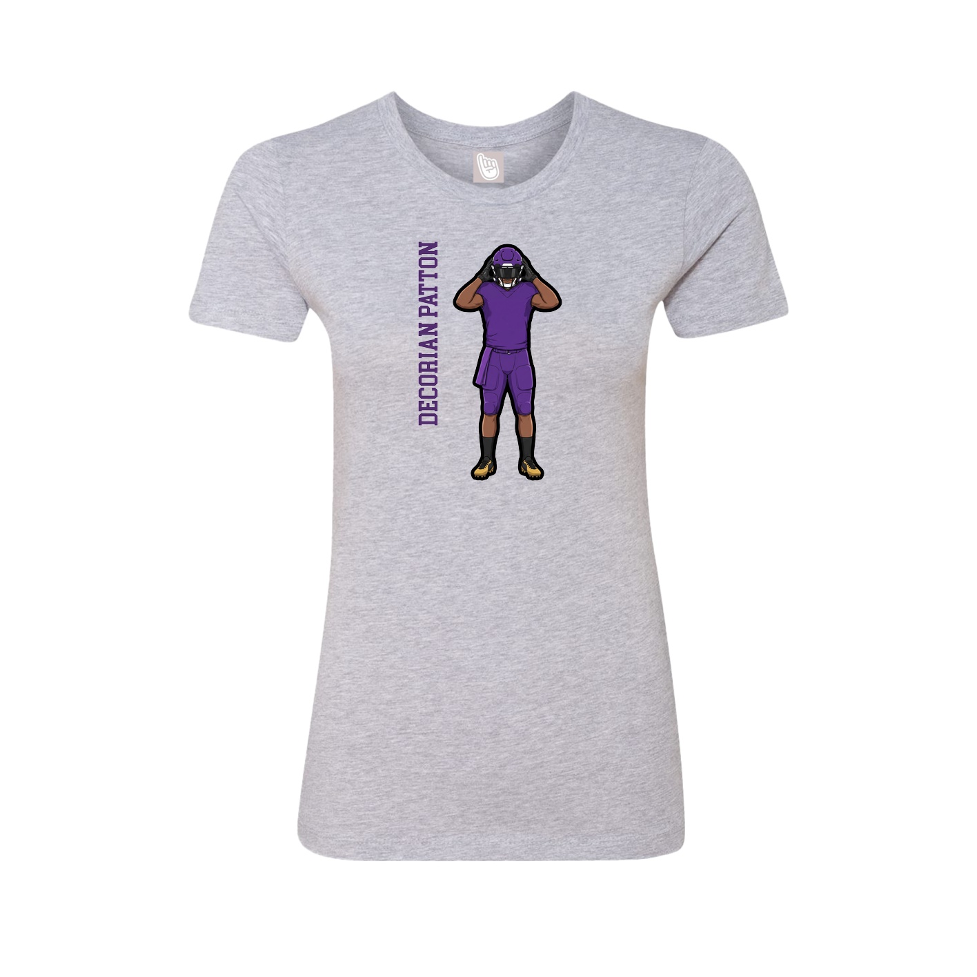 Fitted Women's Tee — Name Vertical in Grey