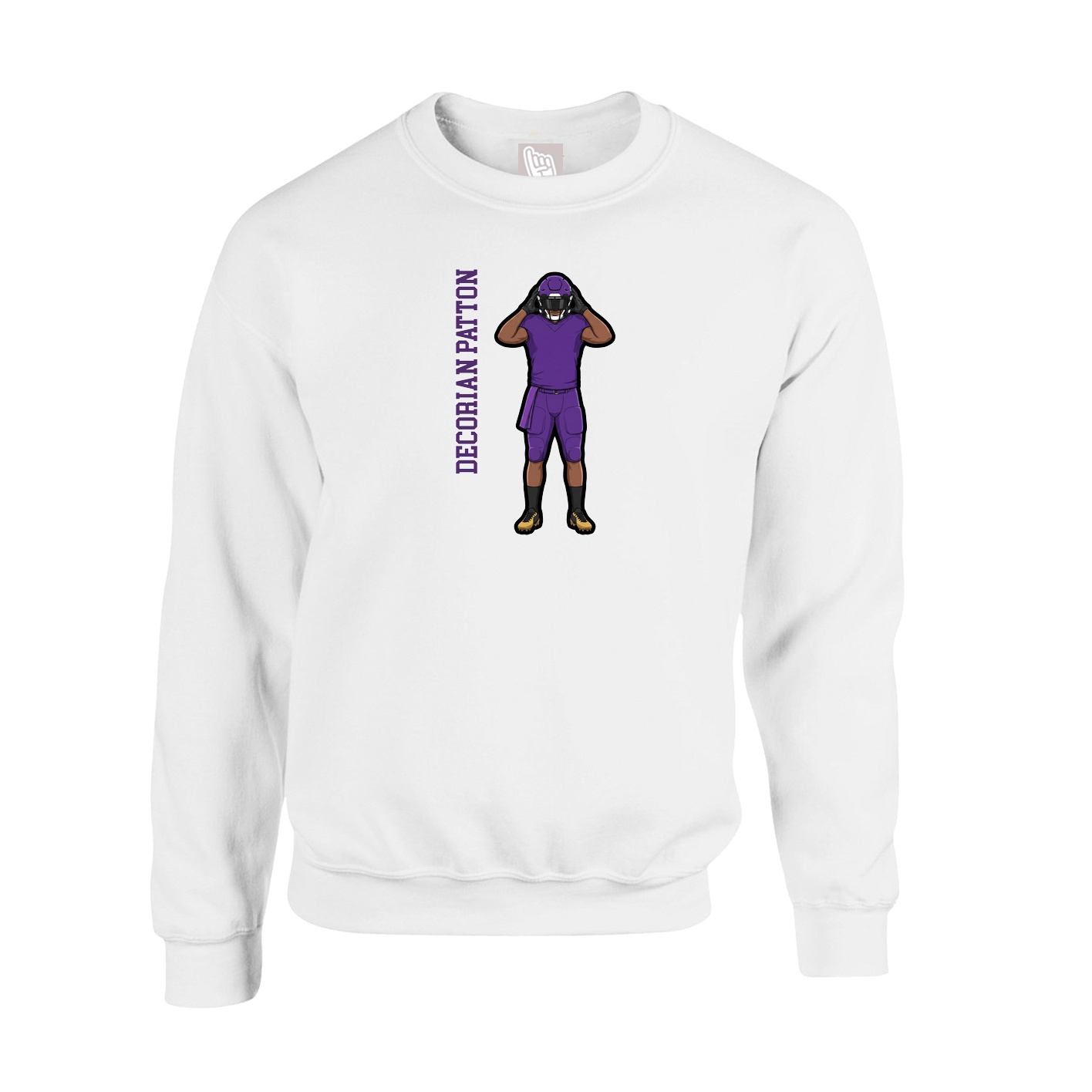 Fleece Crew — Name Vertical in White