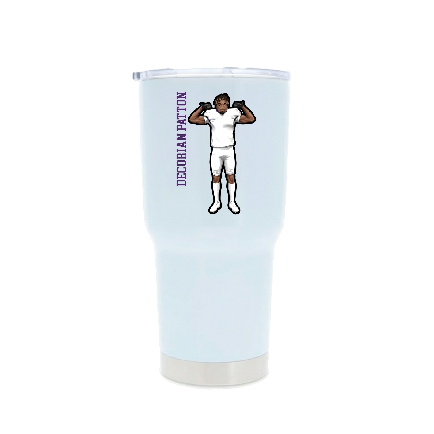 30oz Stainless Steel Tumbler — Name Vertical in White