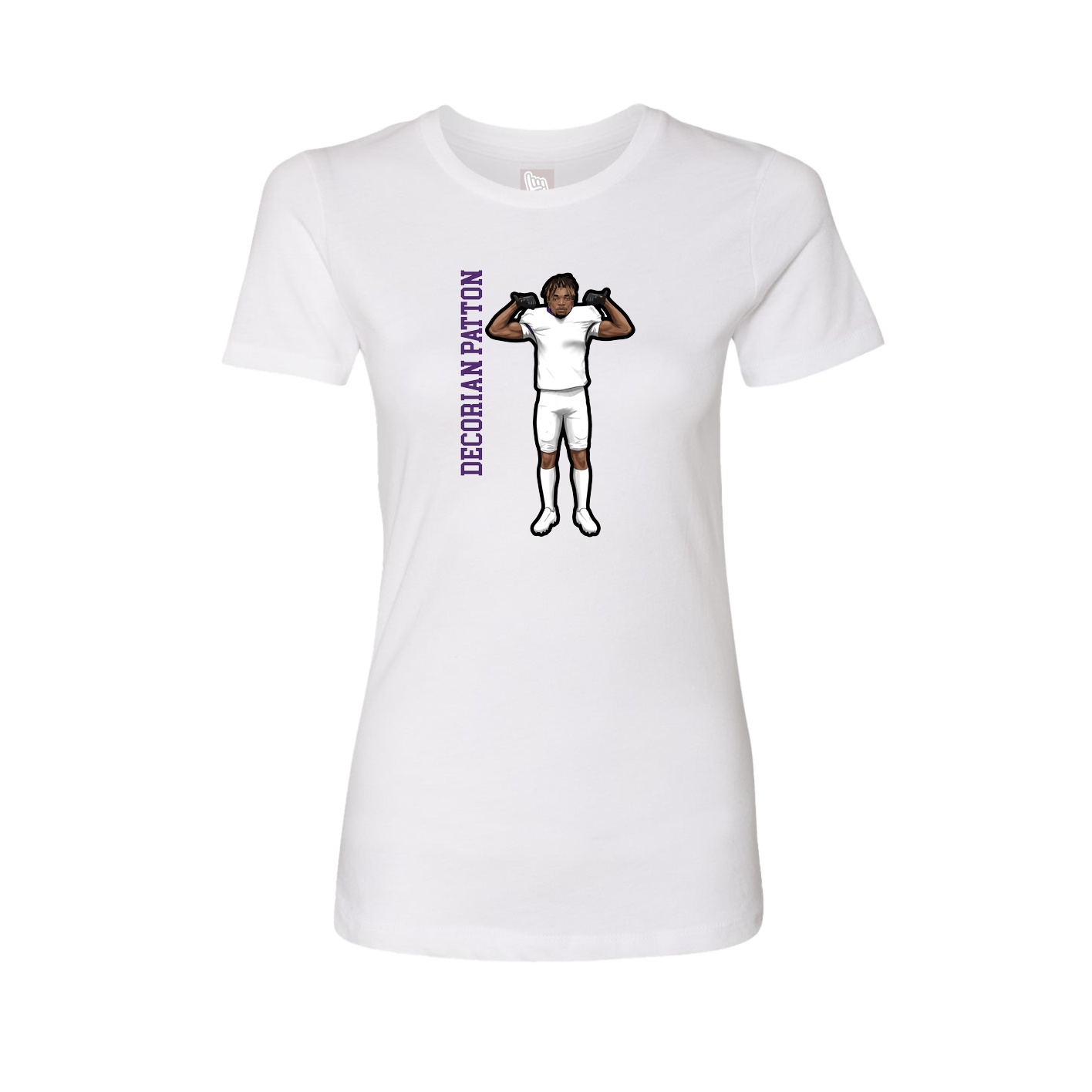 Womens Tee — Name Vertical in White