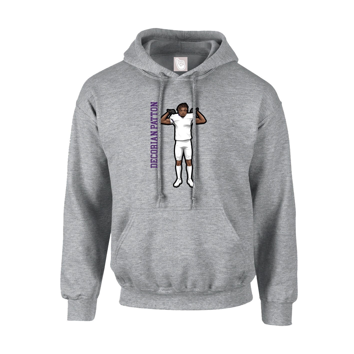 Youth Hoodie — Name Vertical in Grey