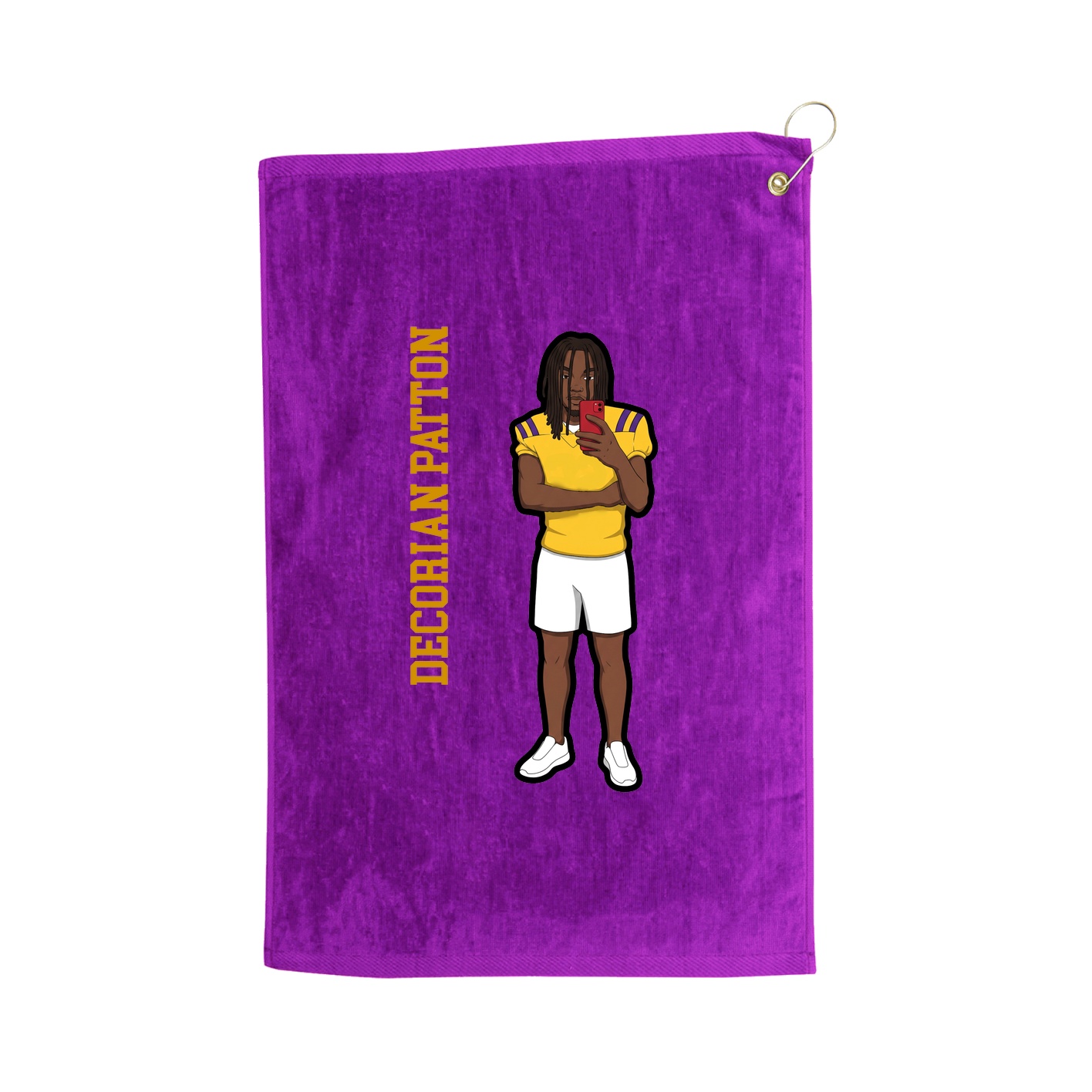 Golf Towel — Name Vertical in Purple