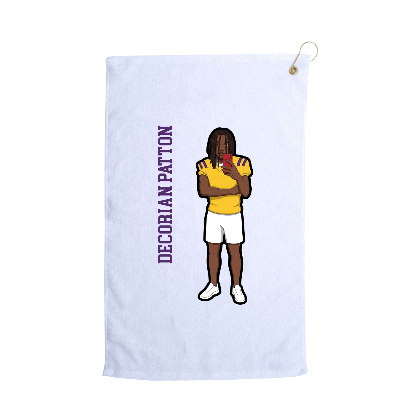 Golf Towel — Name Vertical in White