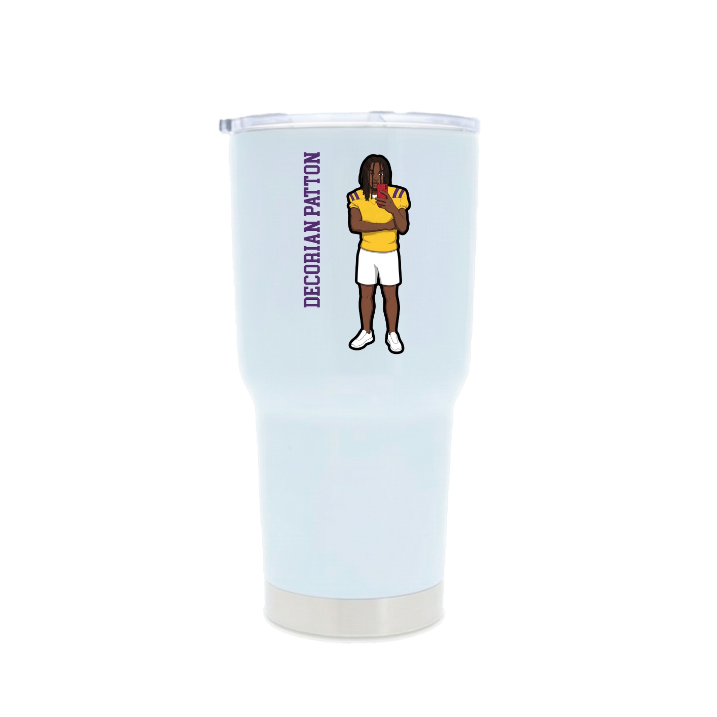 30oz Stainless Steel Tumbler — Name Vertical in White