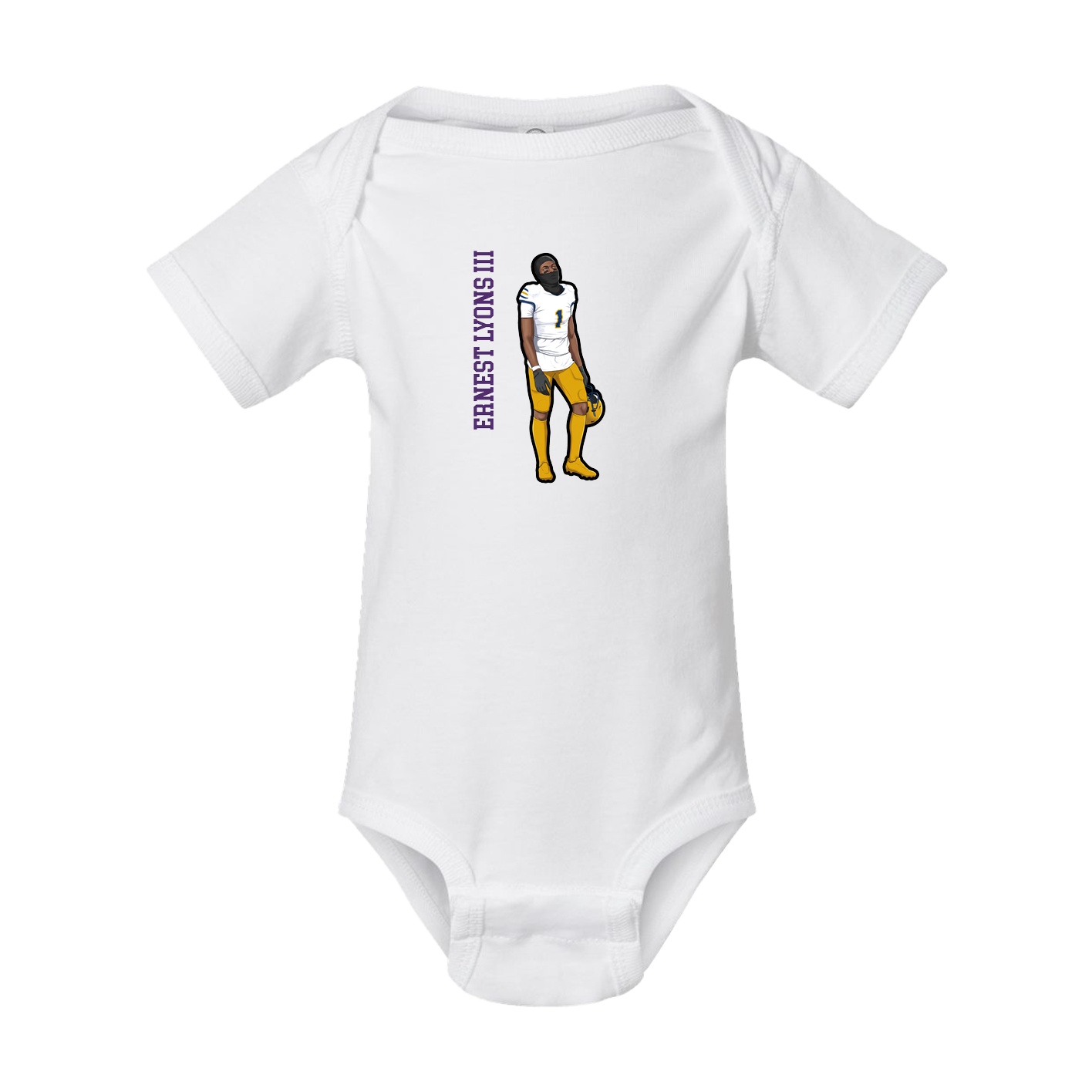 Baby Onesie — Name Vertical in White