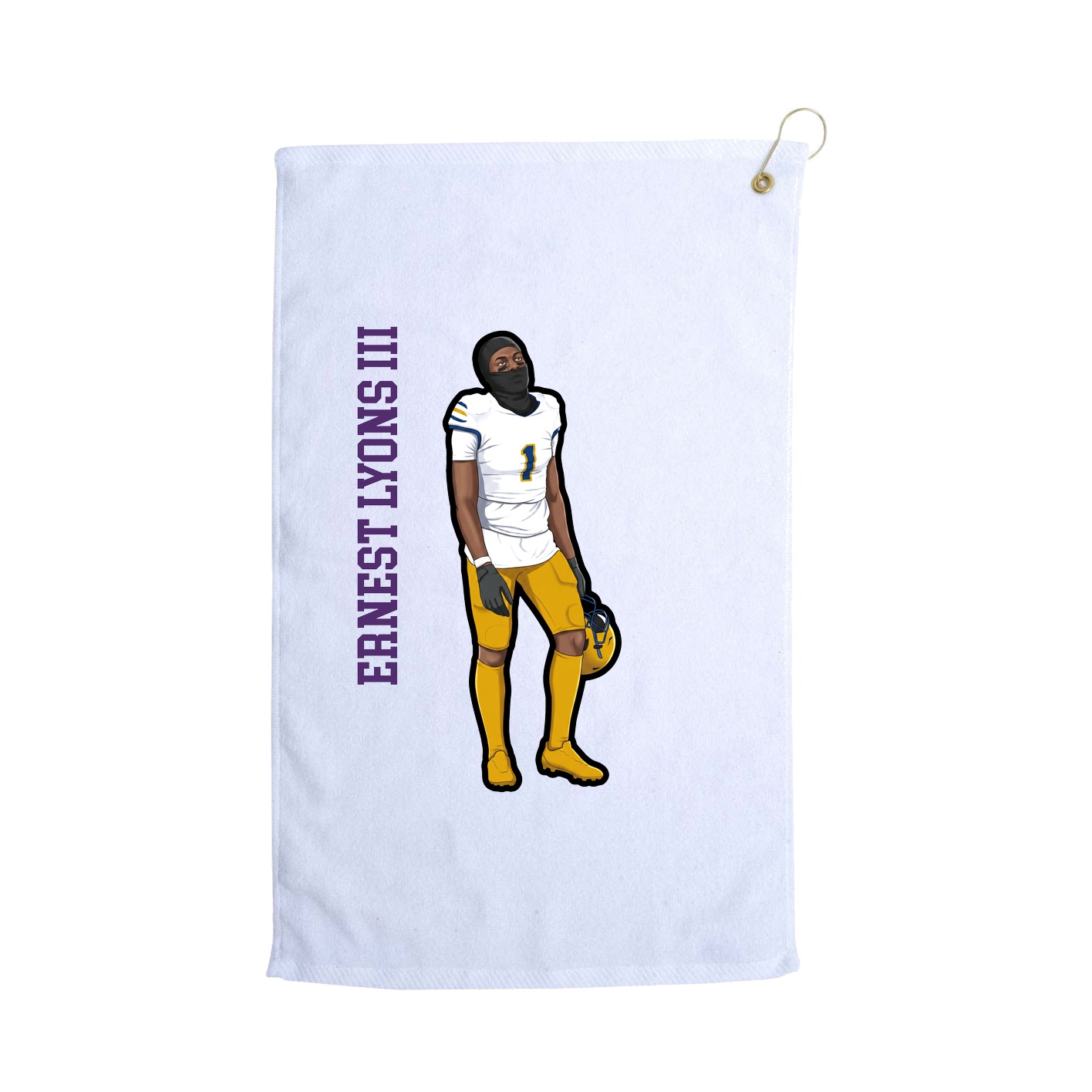 Golf Towel — Name Vertical in White