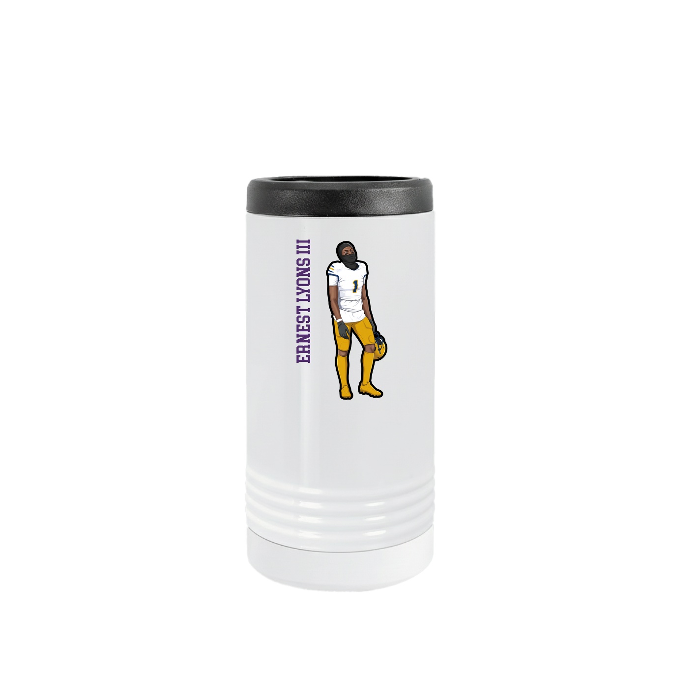 Slim Beverage Holder — Name Vertical in White