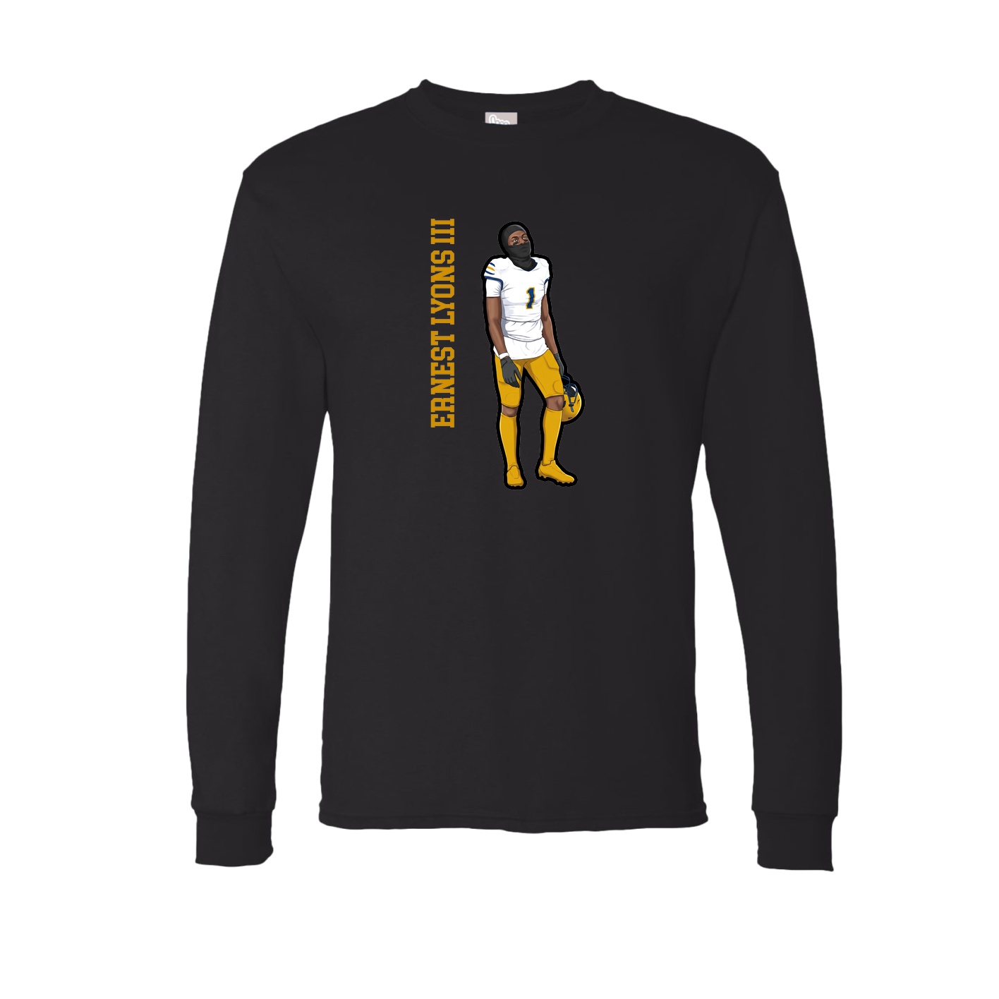 Long Sleeve Tee — Name Vertical in Black