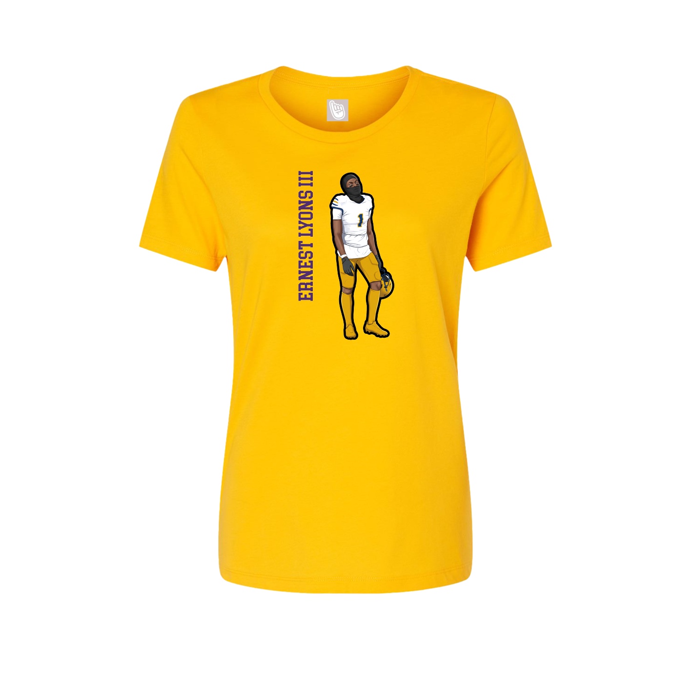 Womens Tee — Name Vertical in Gold