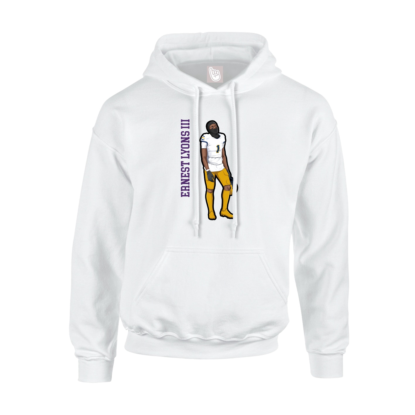 Youth Hoodie — Name Vertical in White