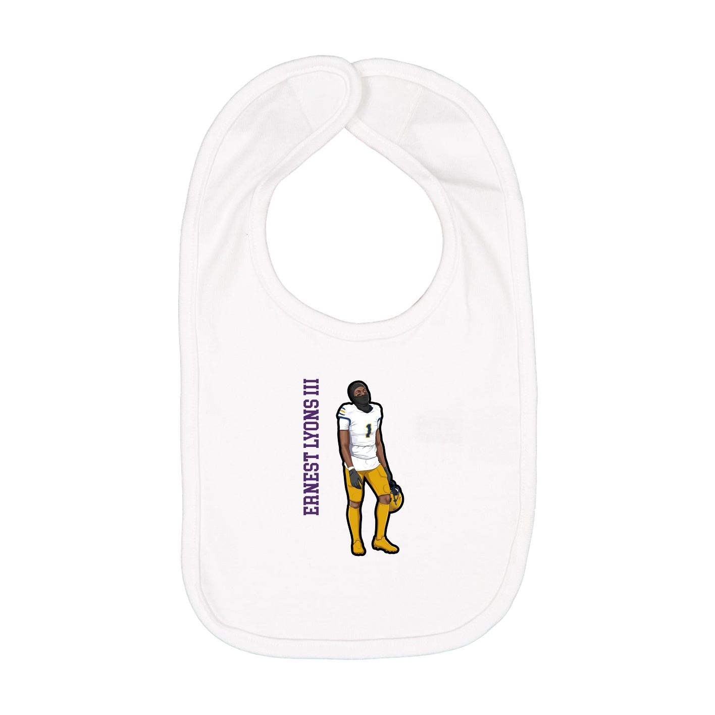 Infant Bib — Name Vertical in White