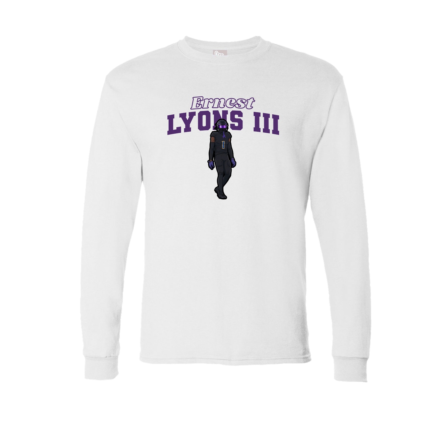 Long Sleeve Tee — Name Arch in White