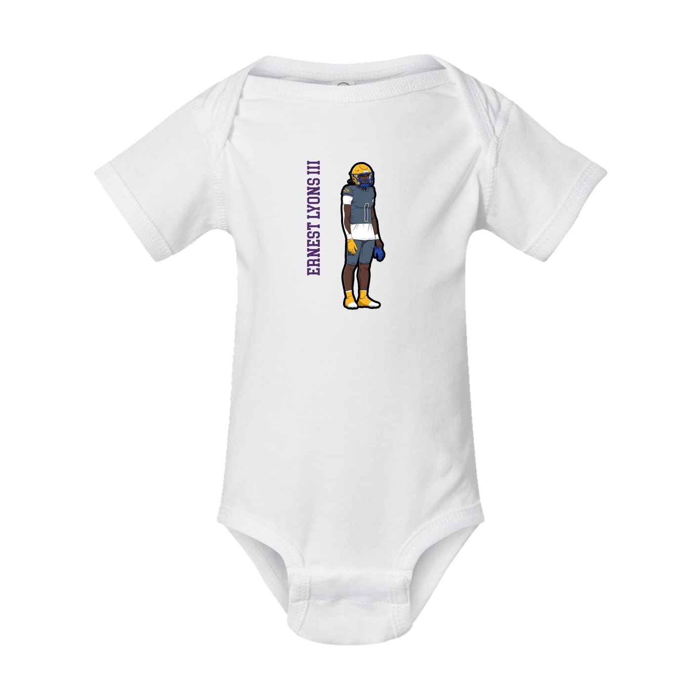 Baby Onesie — Name Vertical in White