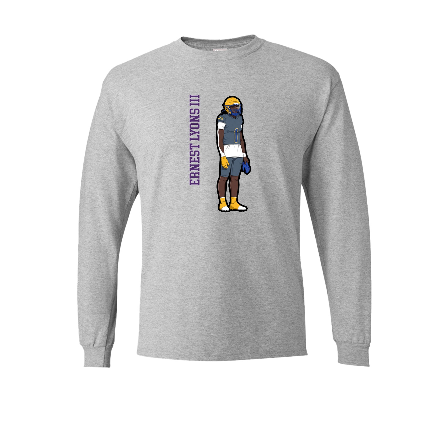 Long Sleeve Tee — Name Vertical in Grey