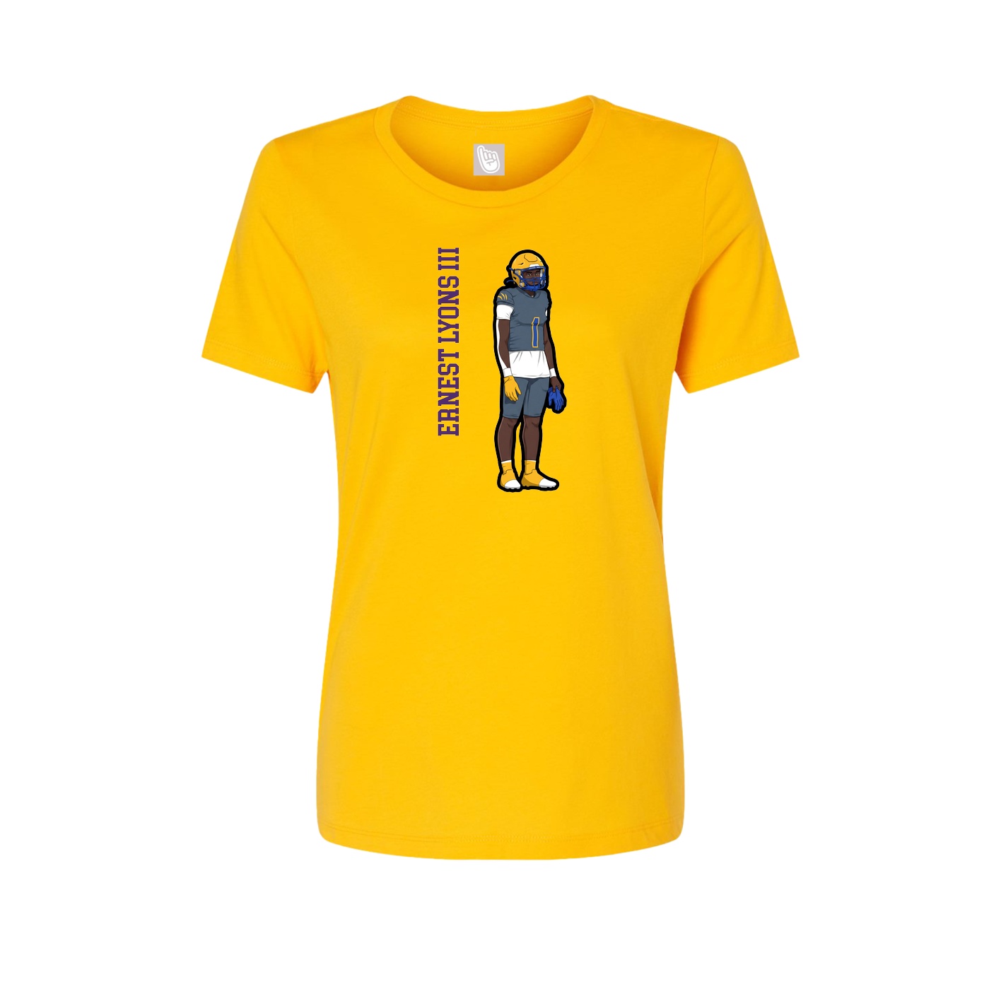 Womens Tee — Name Vertical in Gold