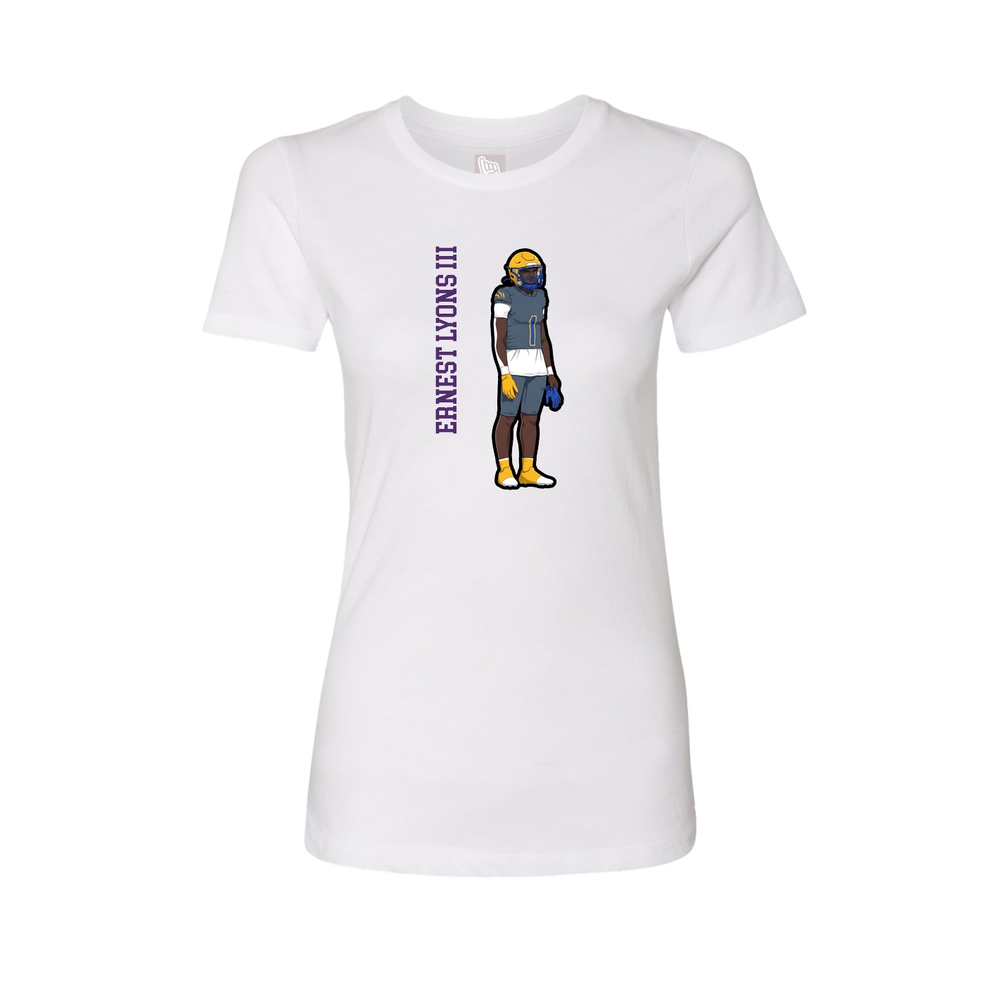 Womens Tee — Name Vertical in White