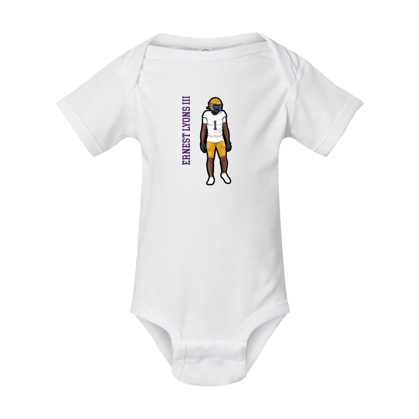 Baby Onesie — Name Vertical in White