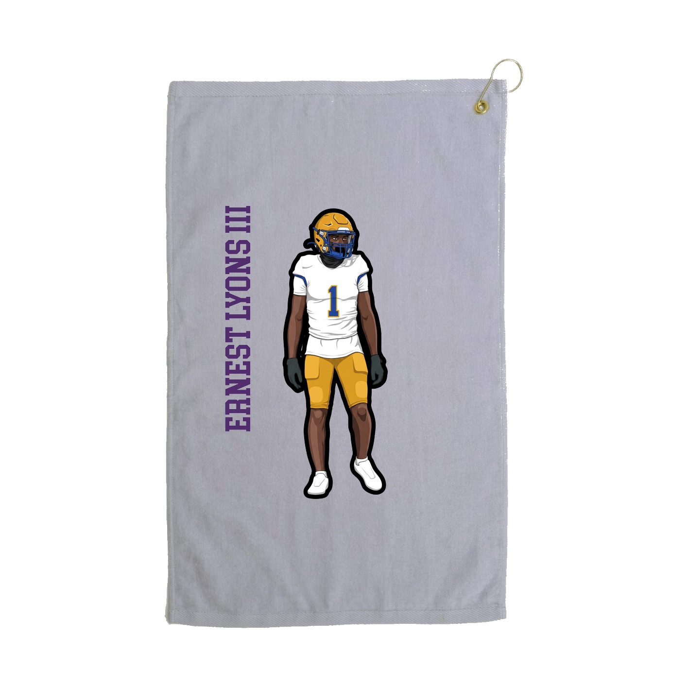 Golf Towel — Name Vertical in Grey