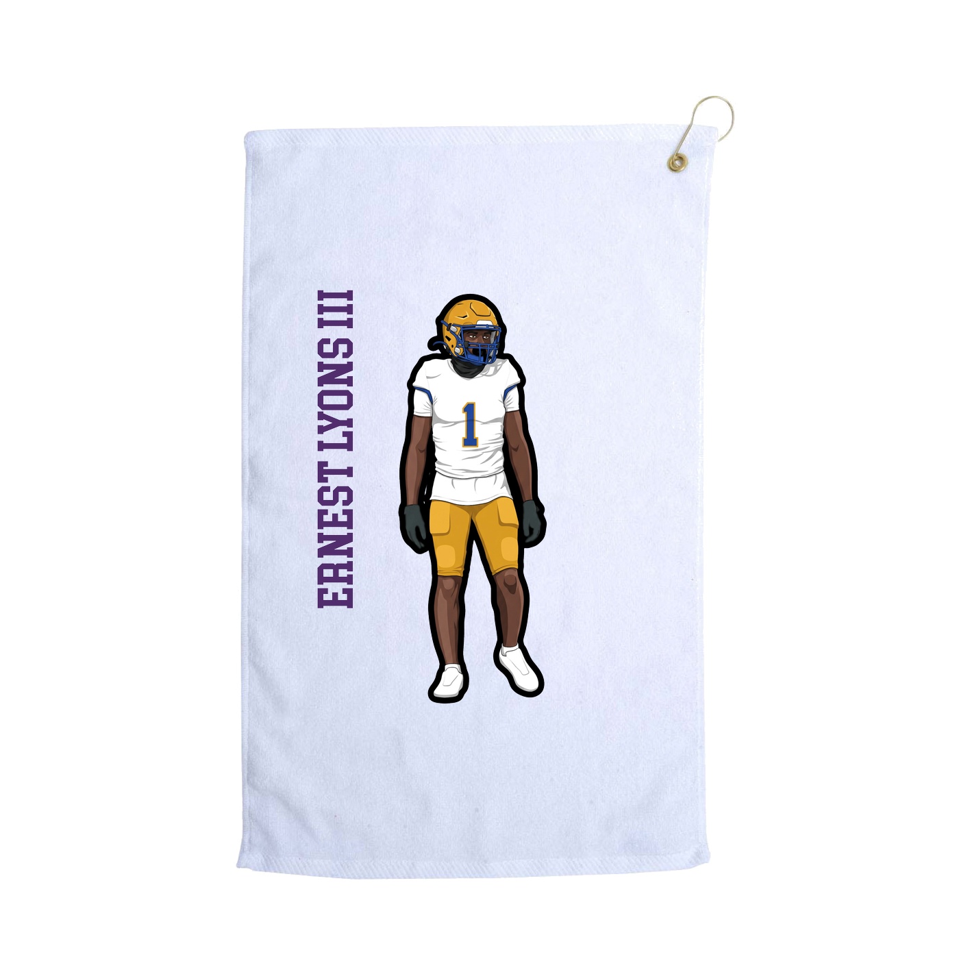 Golf Towel — Name Vertical in White