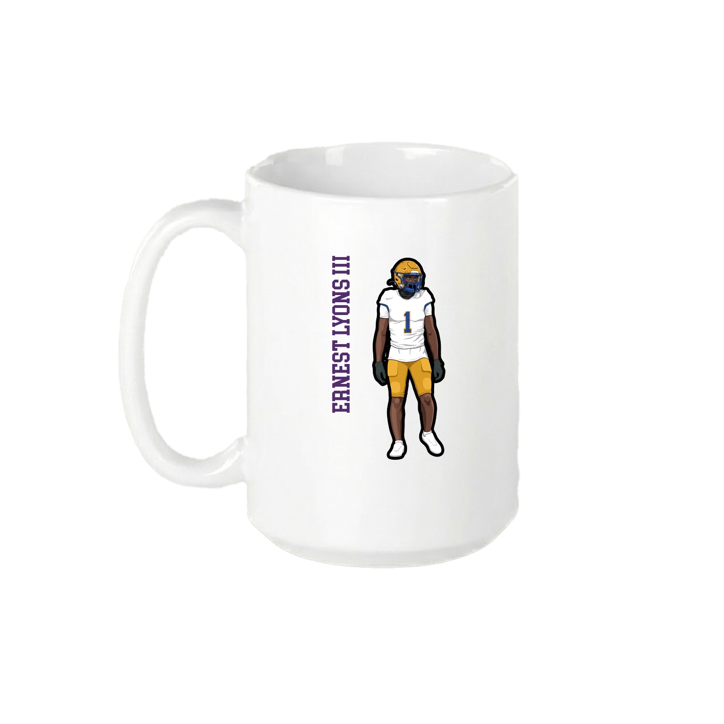 15oz Coffee Mug — Name Vertical in White