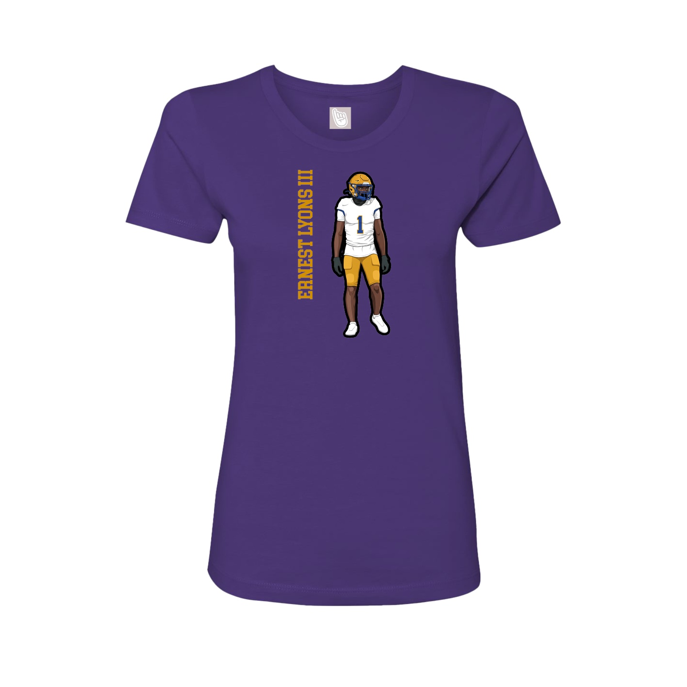 Womens Tee — Name Vertical in Purple