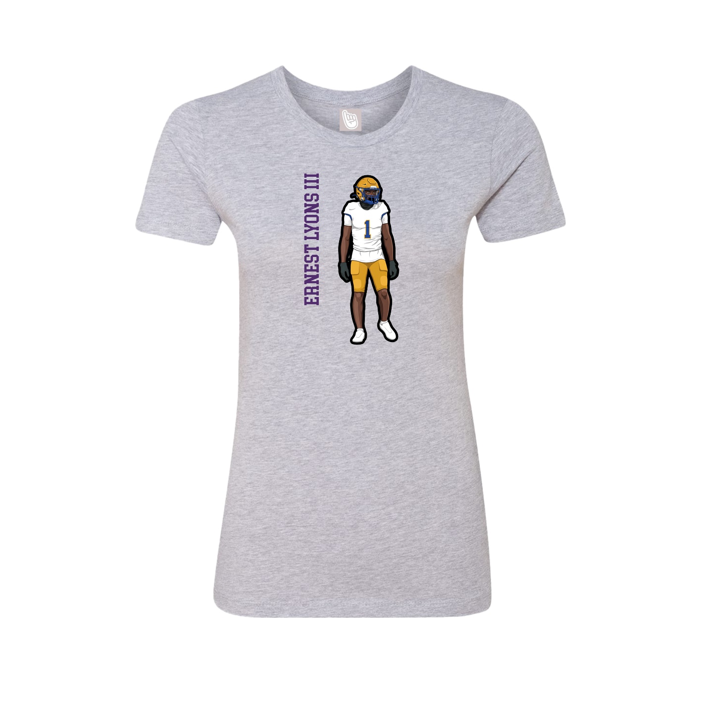 Womens Tee — Name Vertical in Grey