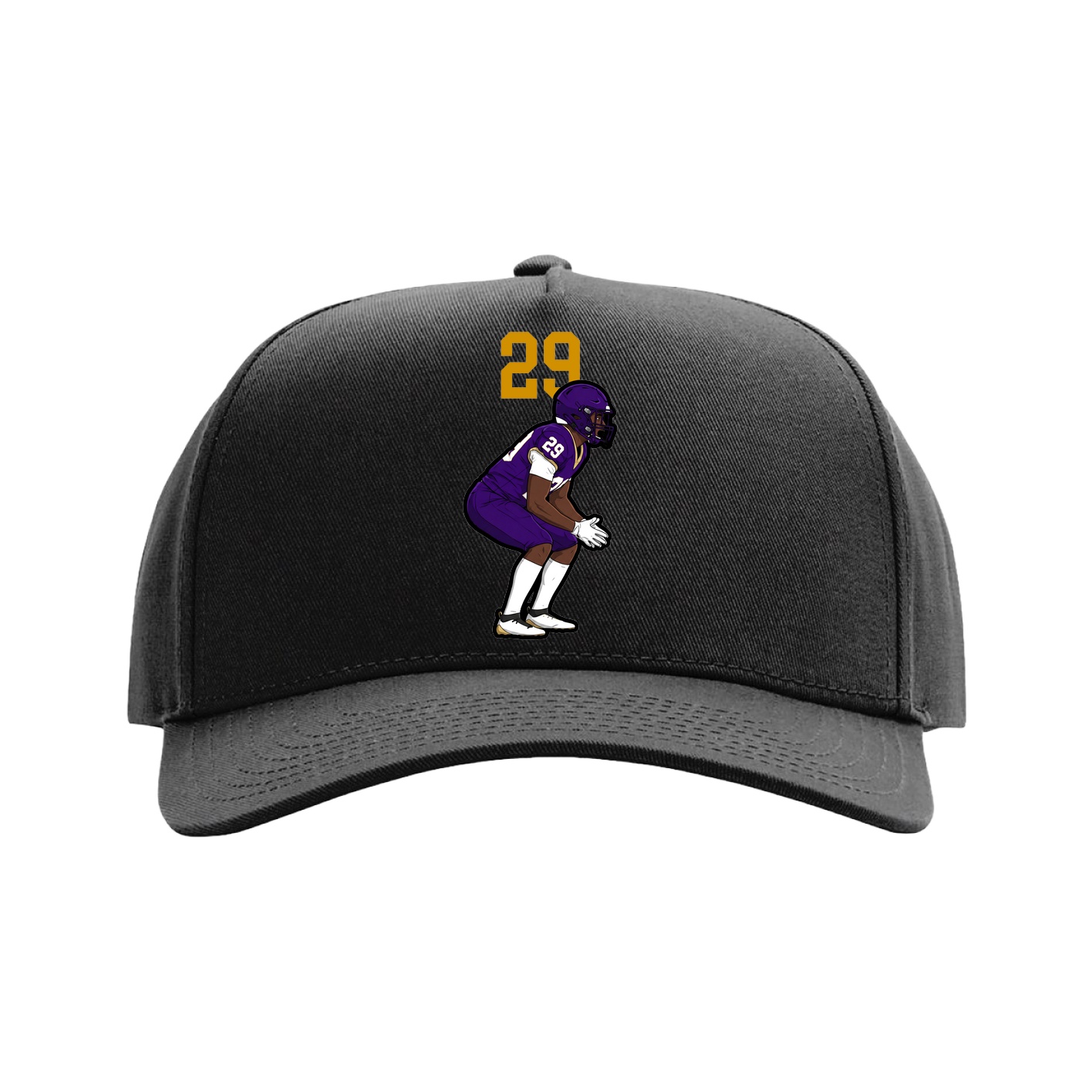 Full Fabric Five-Panel Champ Cap — Number Top in Black