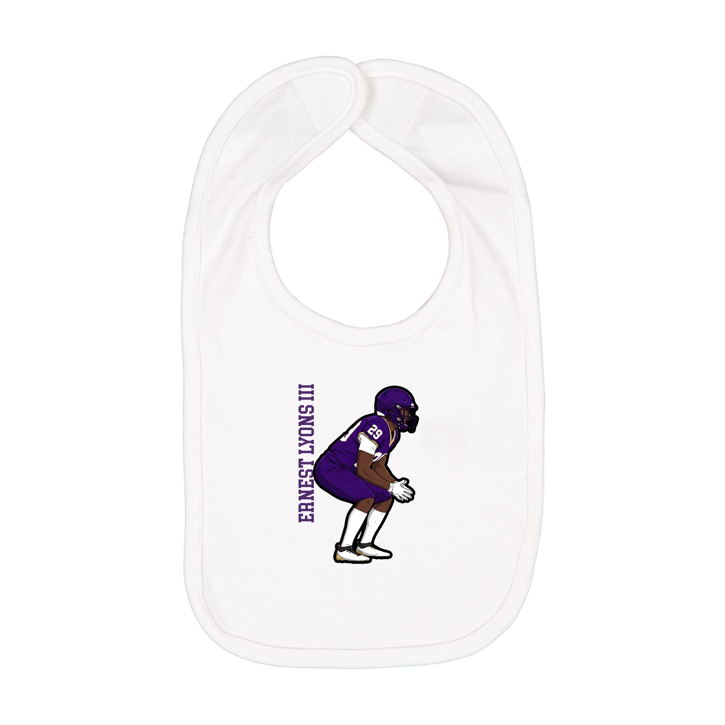 Infant Bib — Name Vertical in White