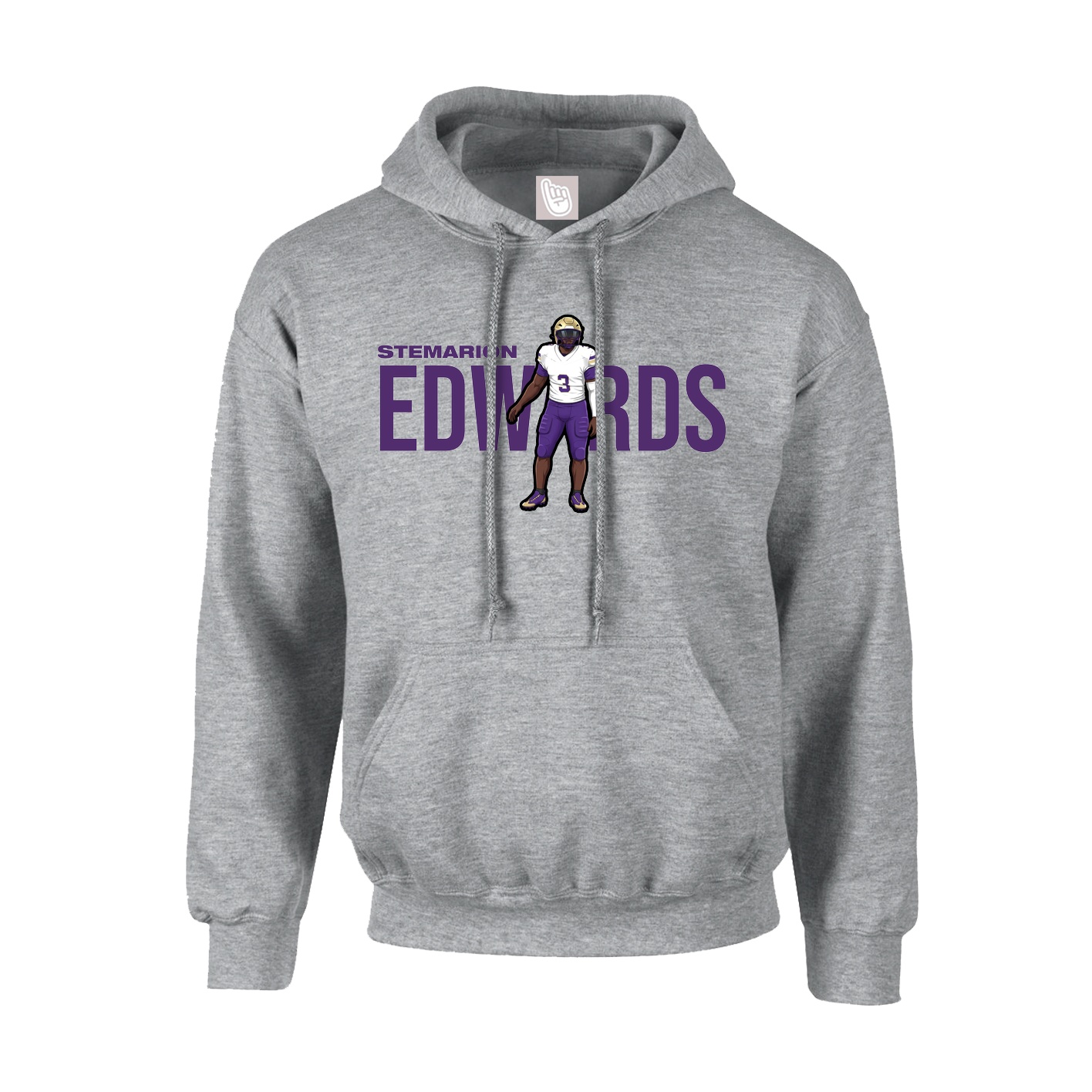 Youth Hoodie — Player Name in Grey
