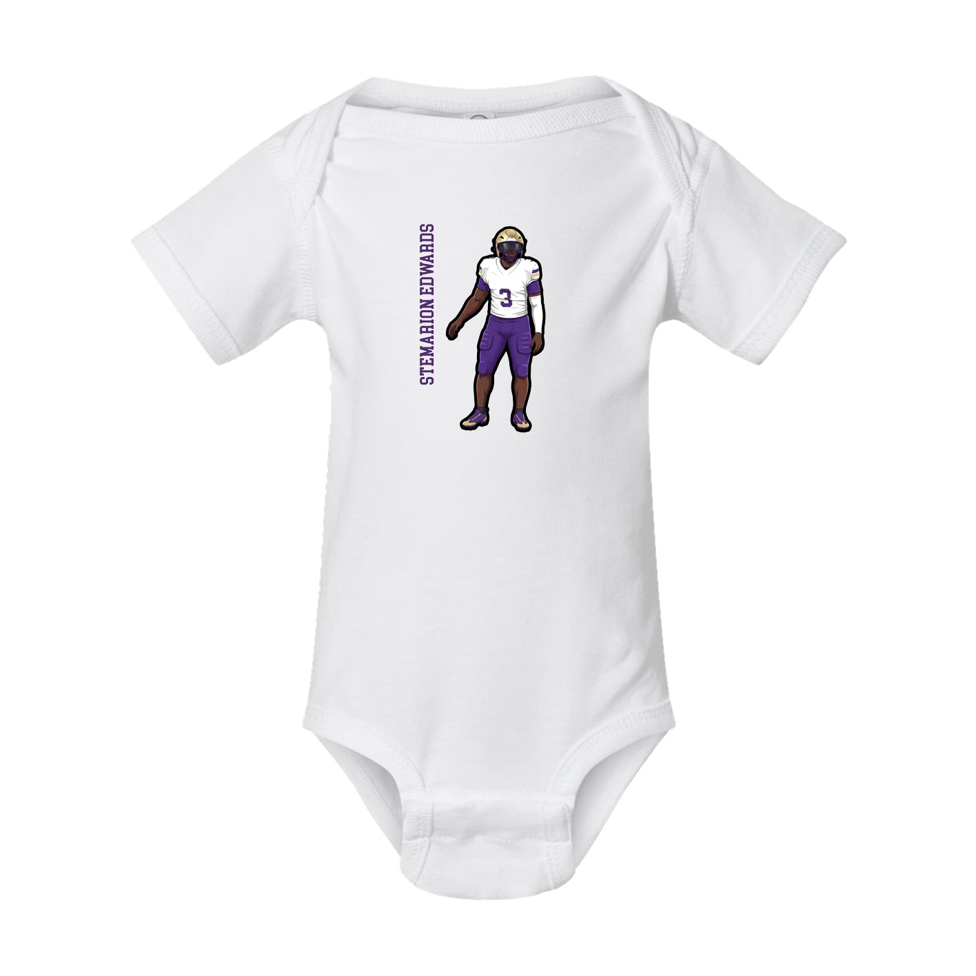 Baby Onesie — Name Vertical in White