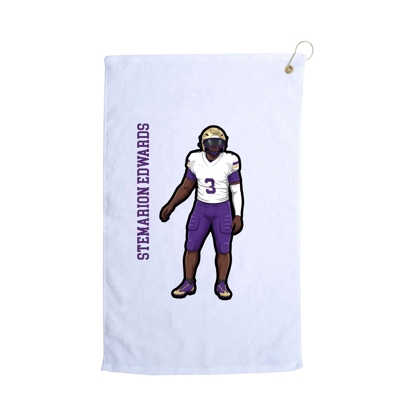 Golf Towel — Name Vertical in White