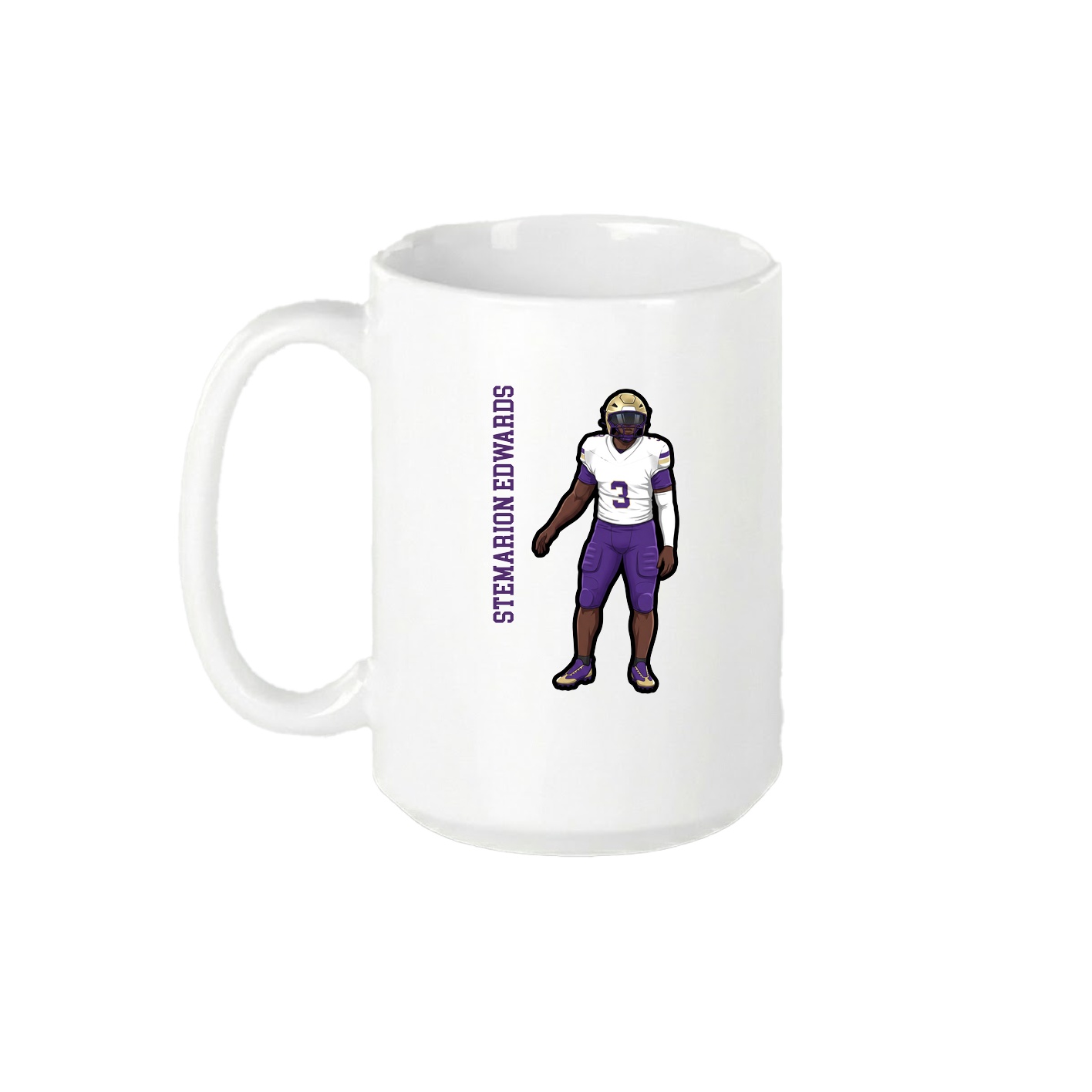 15oz Coffee Mug — Name Vertical in White