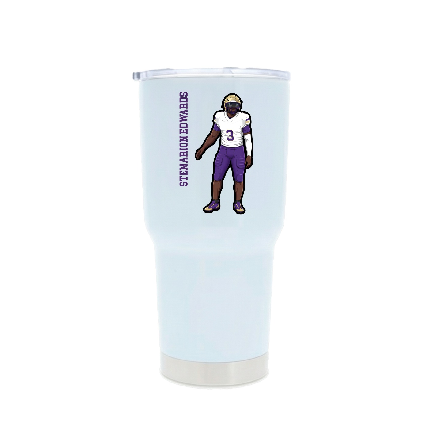 30oz Stainless Steel Tumbler — Name Vertical in White
