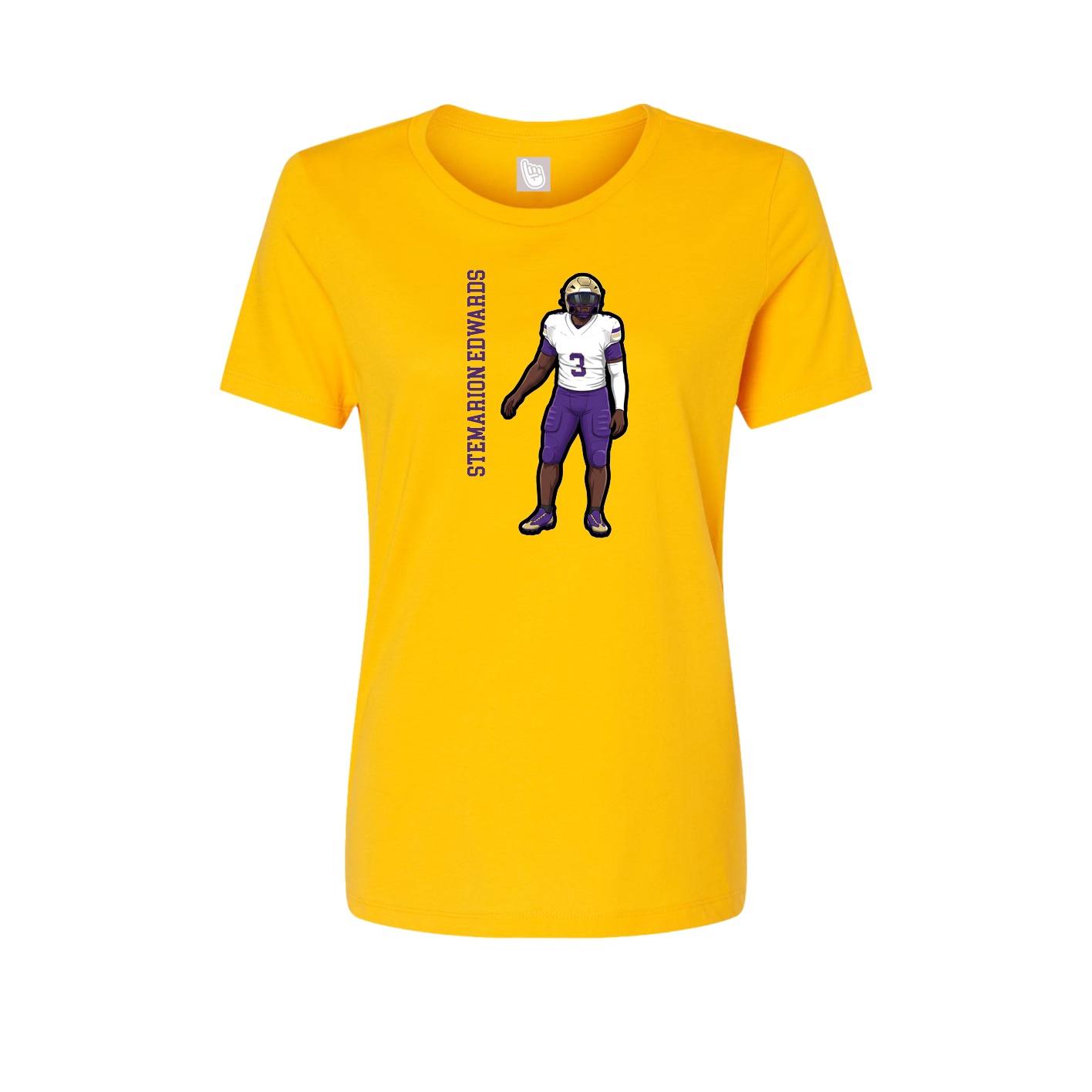 Fitted Women's Tee — Name Vertical in Gold